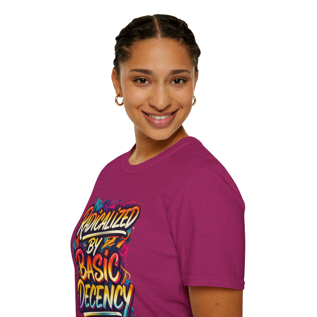 Radicalized by Basic Decency T-Shirt Colorful Graffiti Typography
