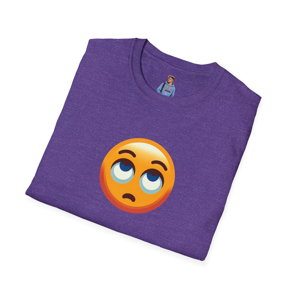 Camiseta unisex de estilo suave con emoji de ojos en blanco | Camiseta gráfica informal para el día a día