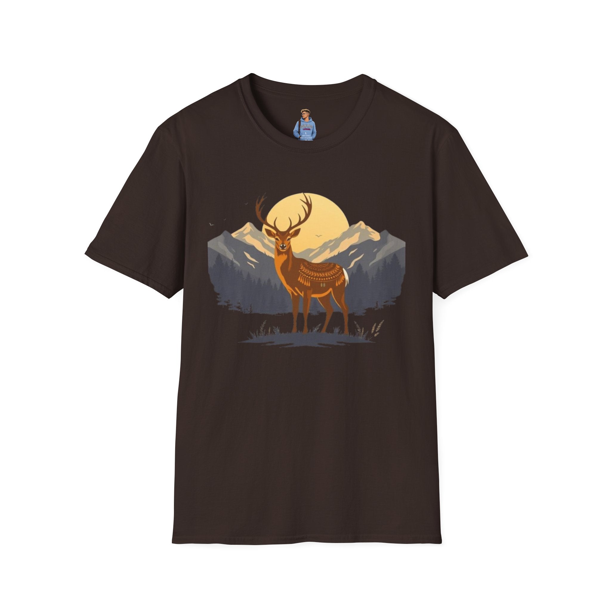 Mountain Sunset Deer Unisex Softstyle T-Shirt