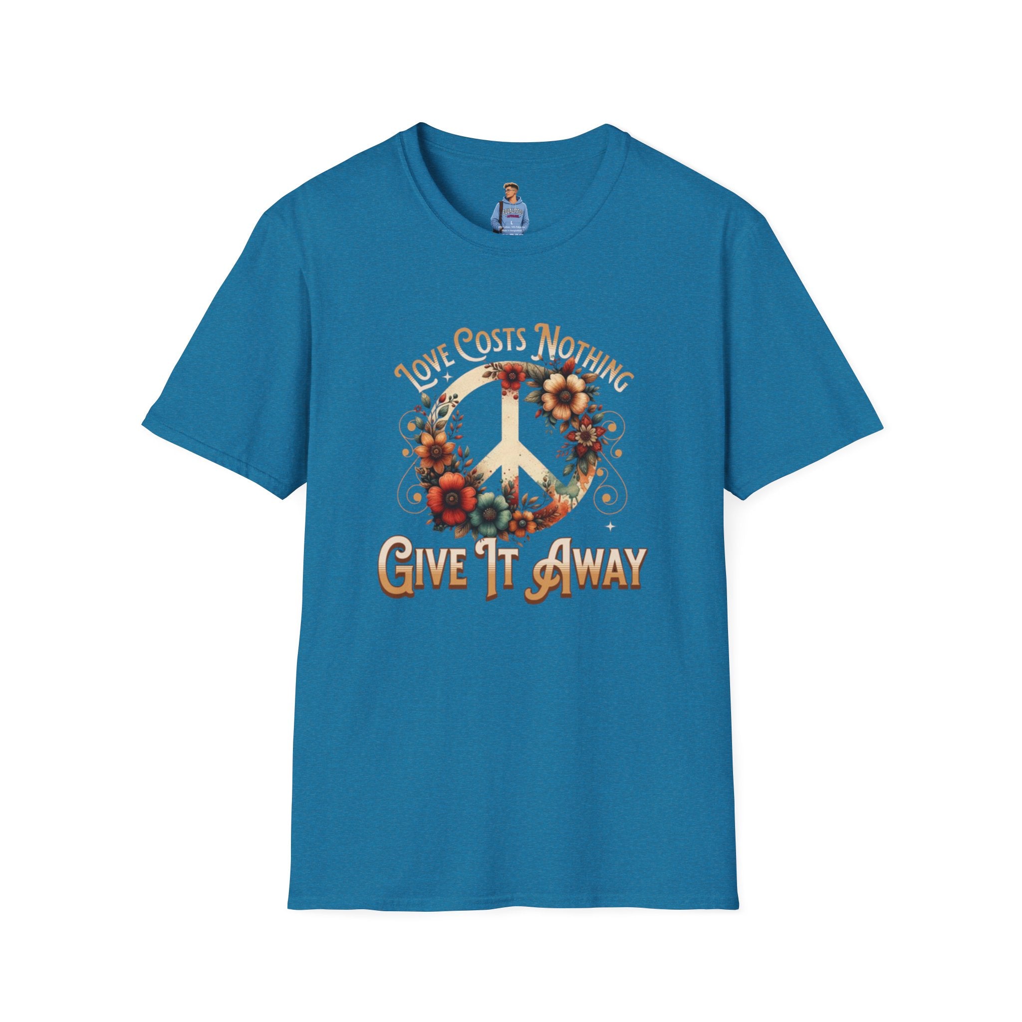Unisex Softstyle T-Shirt - Love Costs Nothing, Give It Away Floral Peace Design