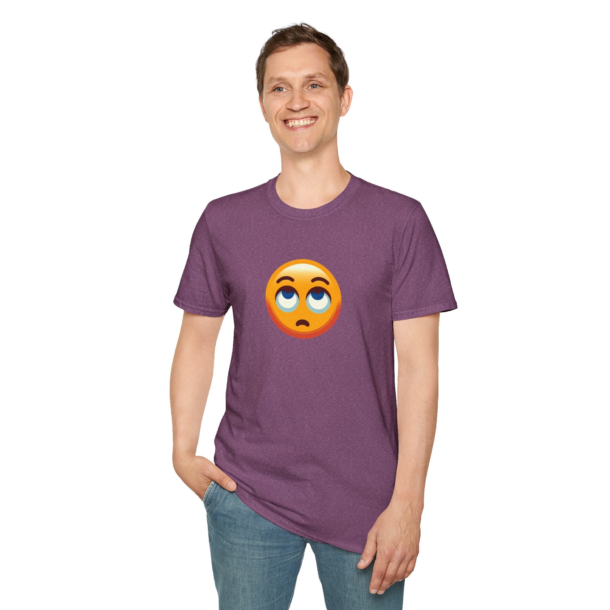 Camiseta unisex de estilo suave con emoji de ojos en blanco | Camiseta gráfica informal para el día a día