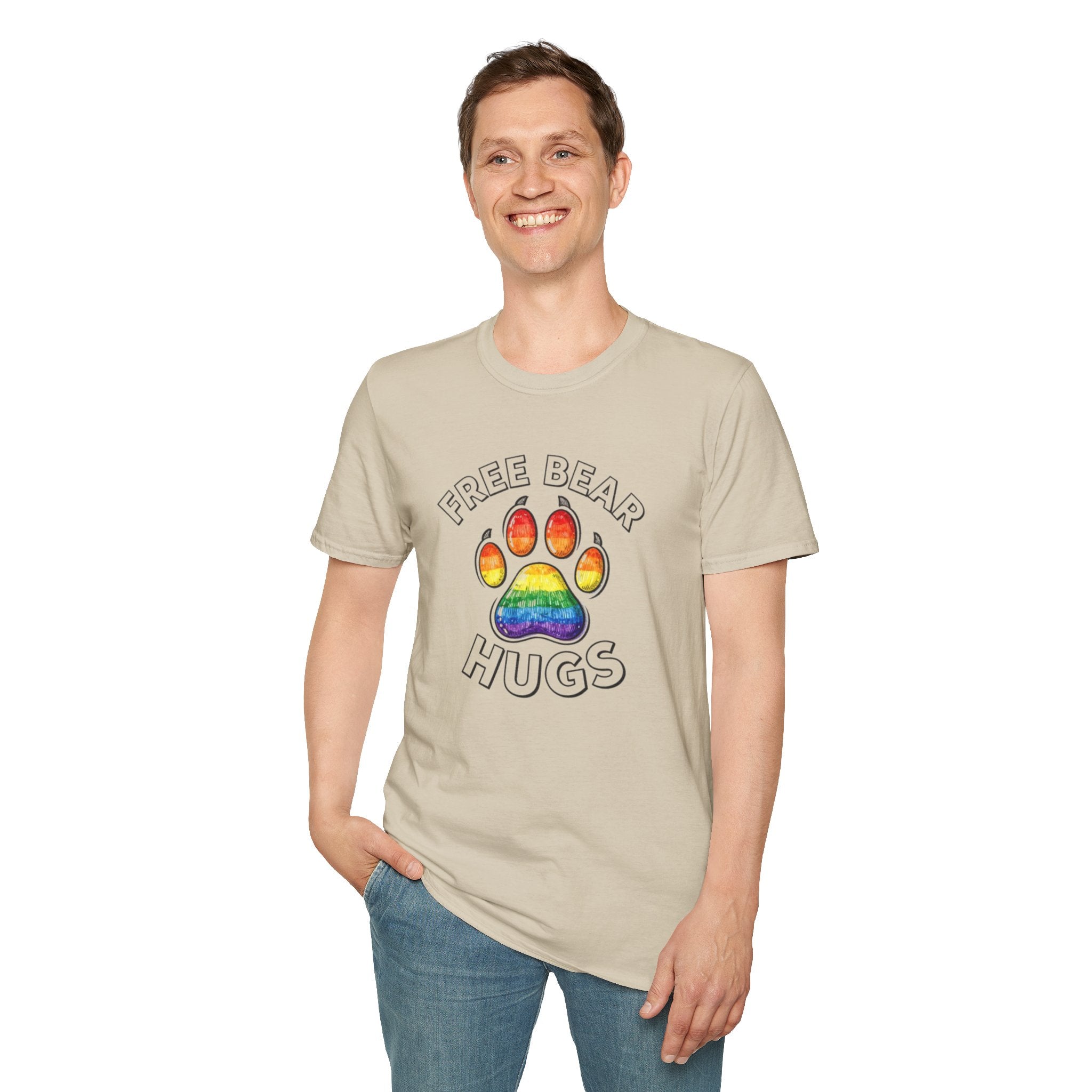 Free Bear Hugs Rainbow Paw T-Shirt