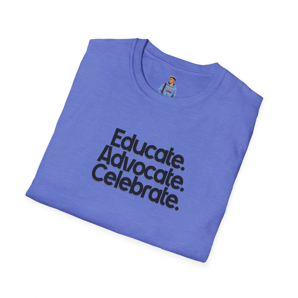 Teacher Advocate T-Shirt - Subtle Pride Educate Advocate Celebrate Design