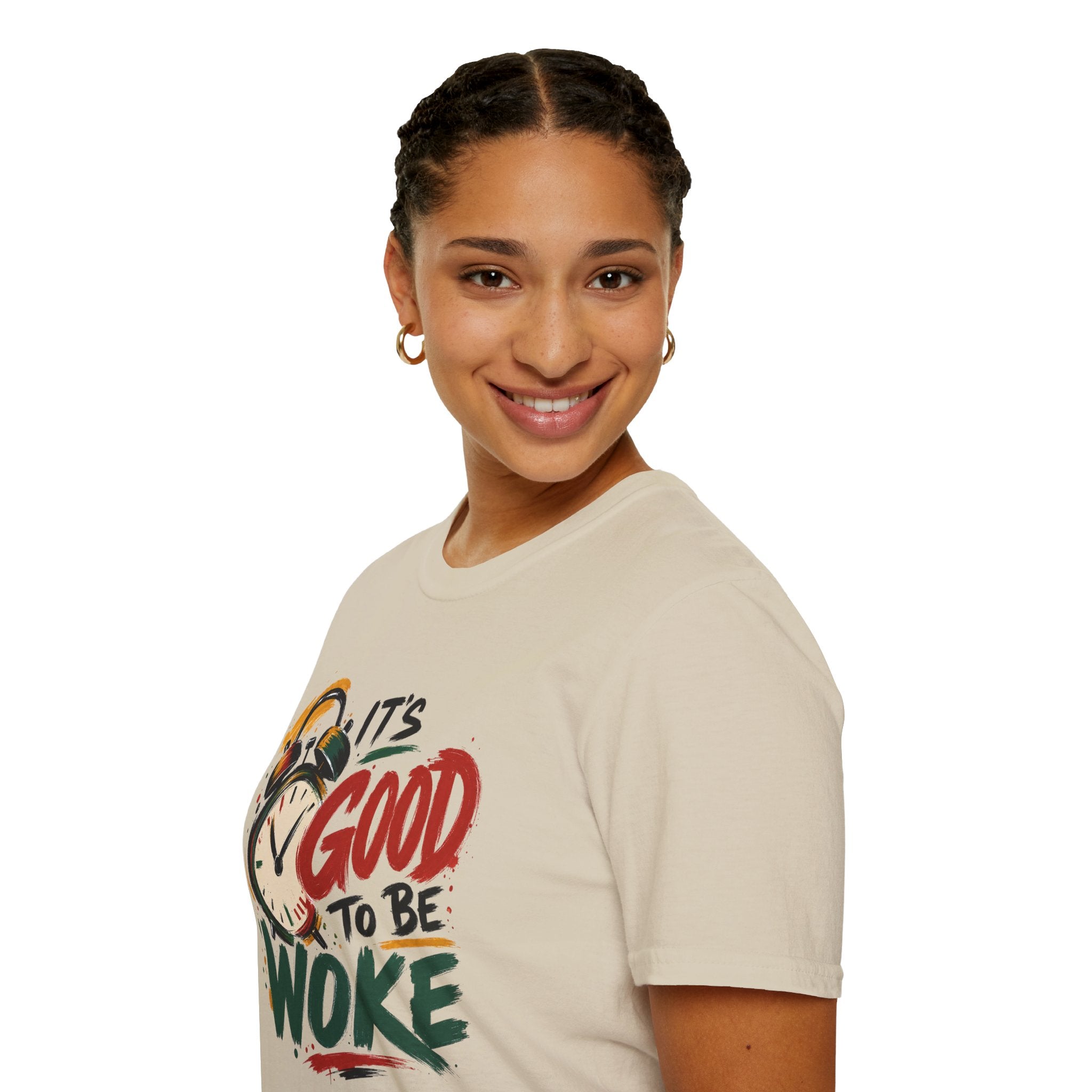T-Shirt — "It's Good To Be Woke" Graphic Tee (Alarm Clock Design)