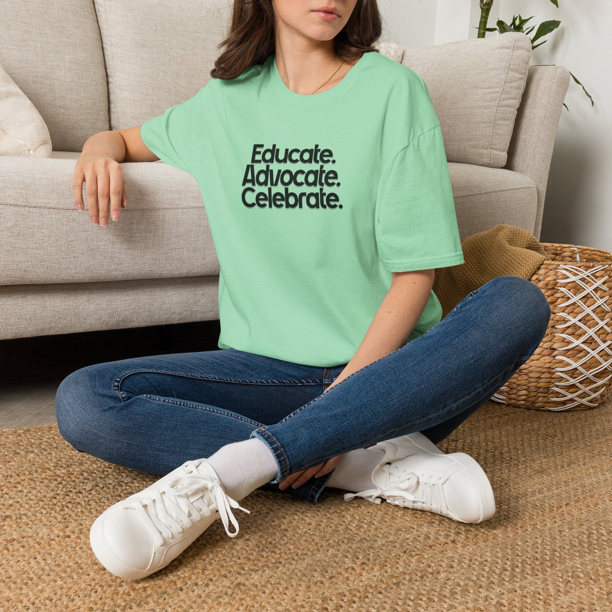 Teacher Advocate T-Shirt - Subtle Pride Educate Advocate Celebrate Design