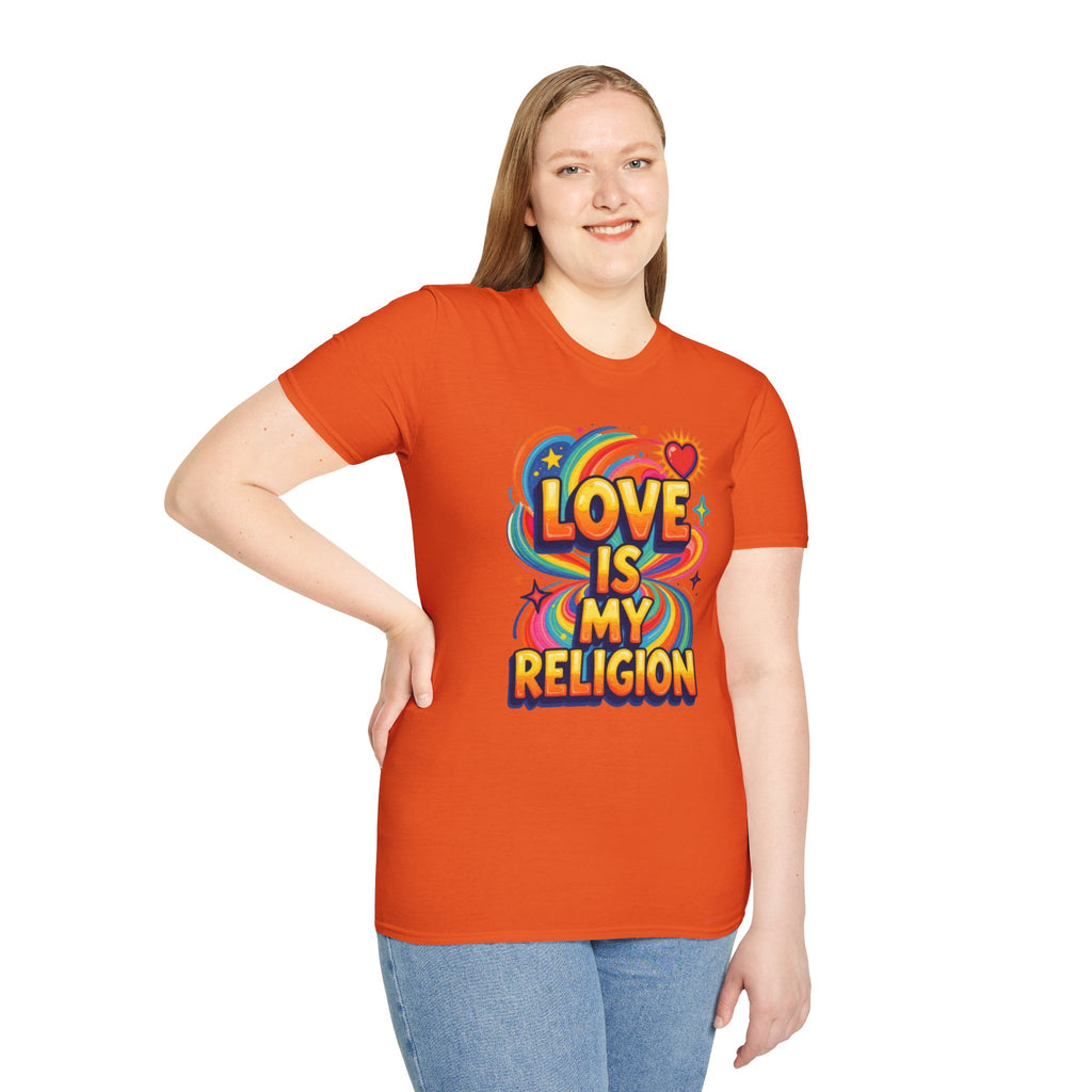 Love Is My Religion Retro Rainbow Graphic T-shirt