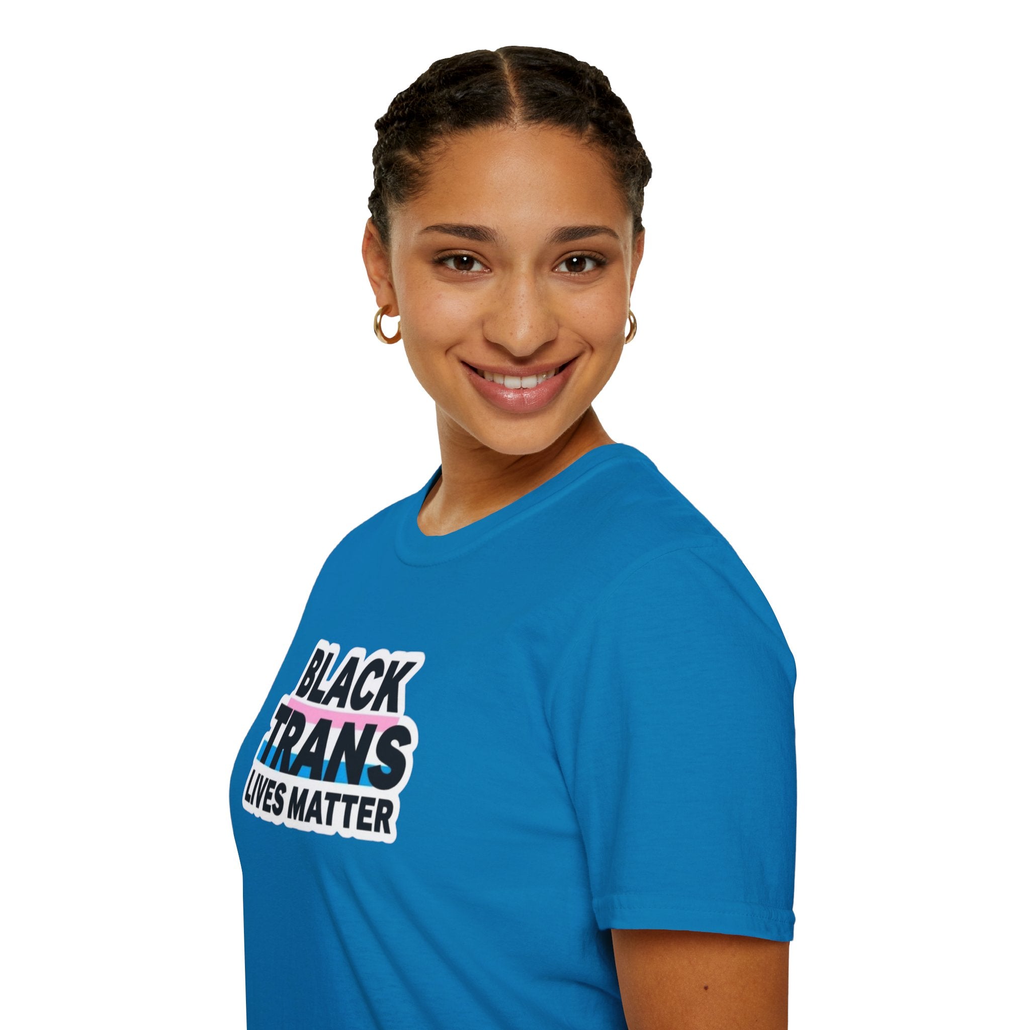 Unisex Softstyle T-Shirt - Black Trans Lives Matter Statement Tee