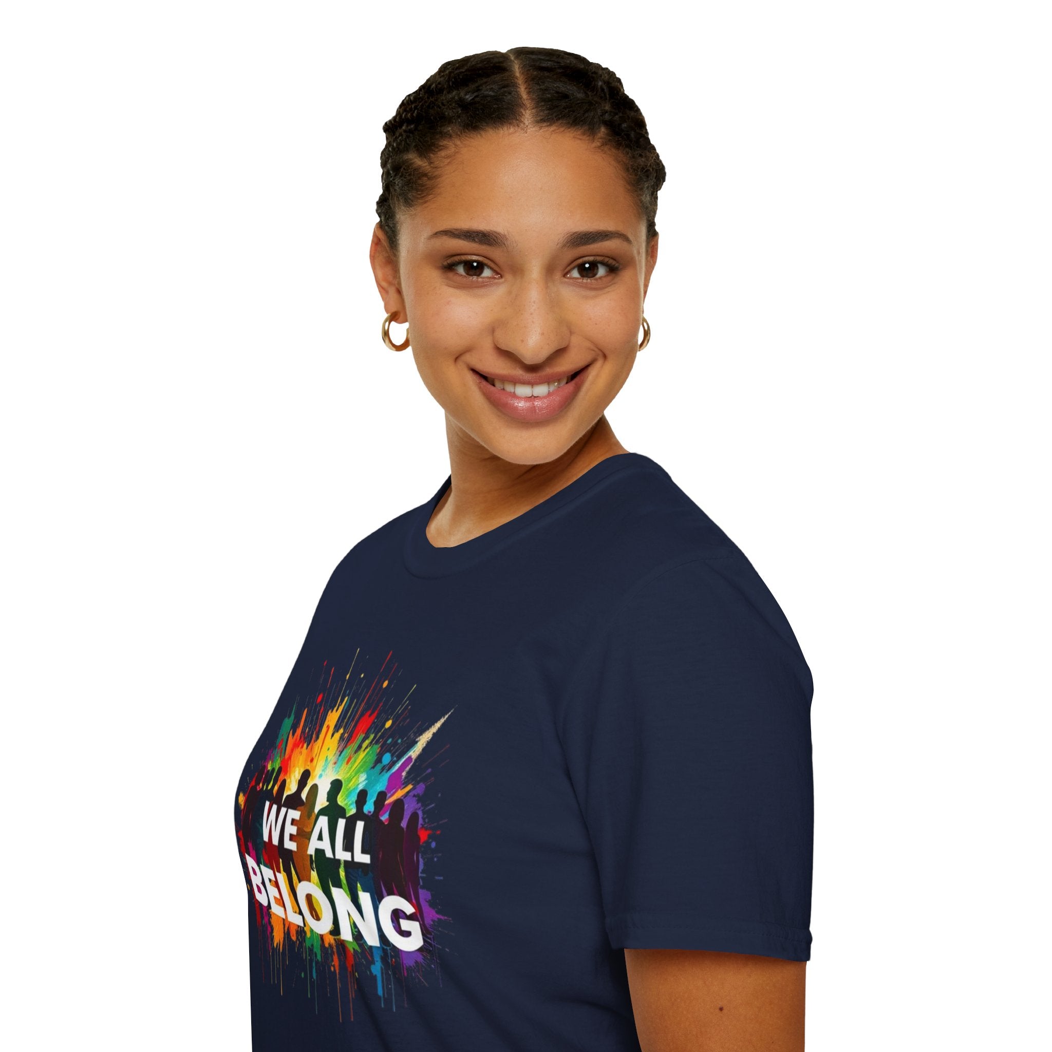 We All Belong Unisex Softstyle T-Shirt - Colorful Pride Tee