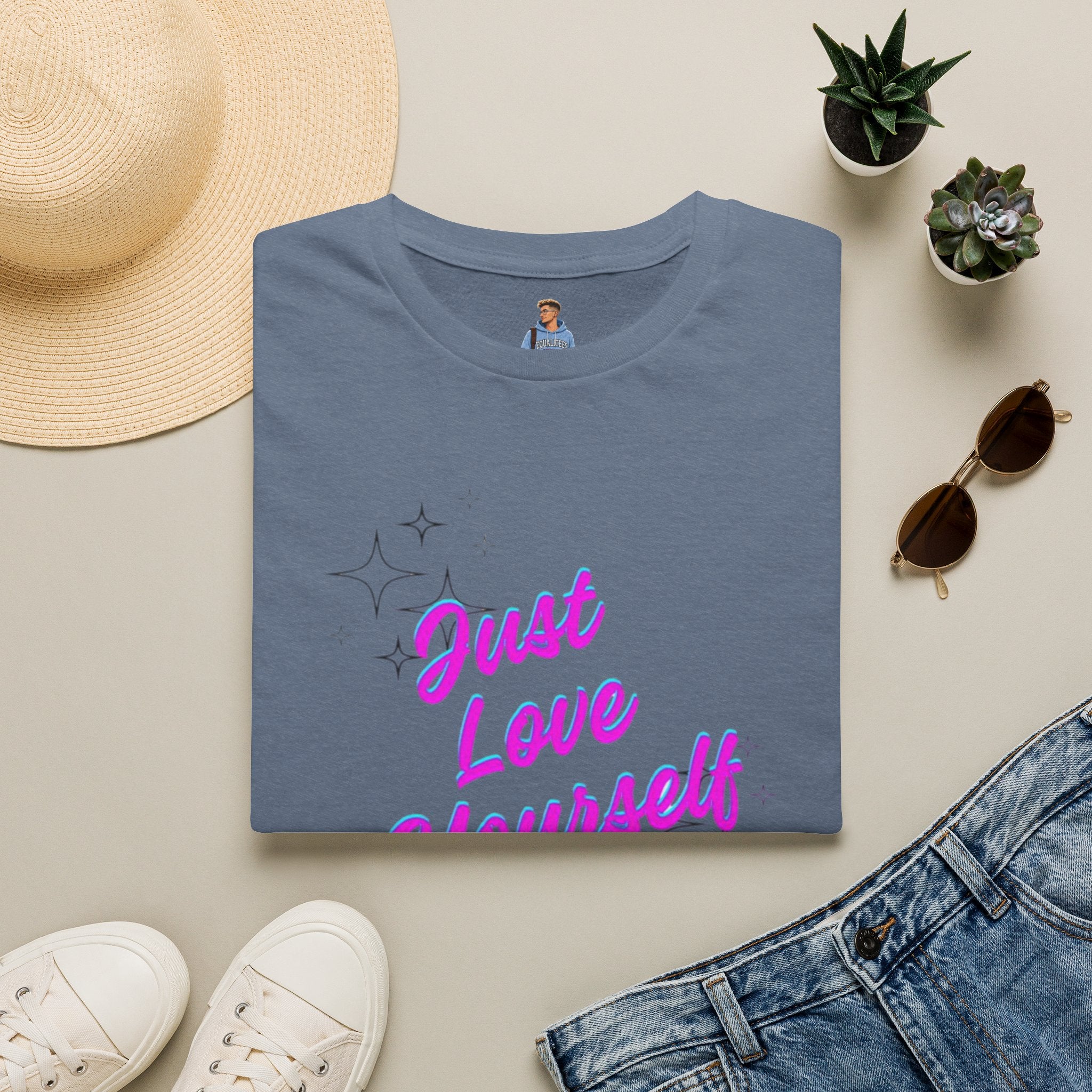 Camiseta unisex de estilo suave "Just Love Yourself": camiseta motivacional para el amor propio