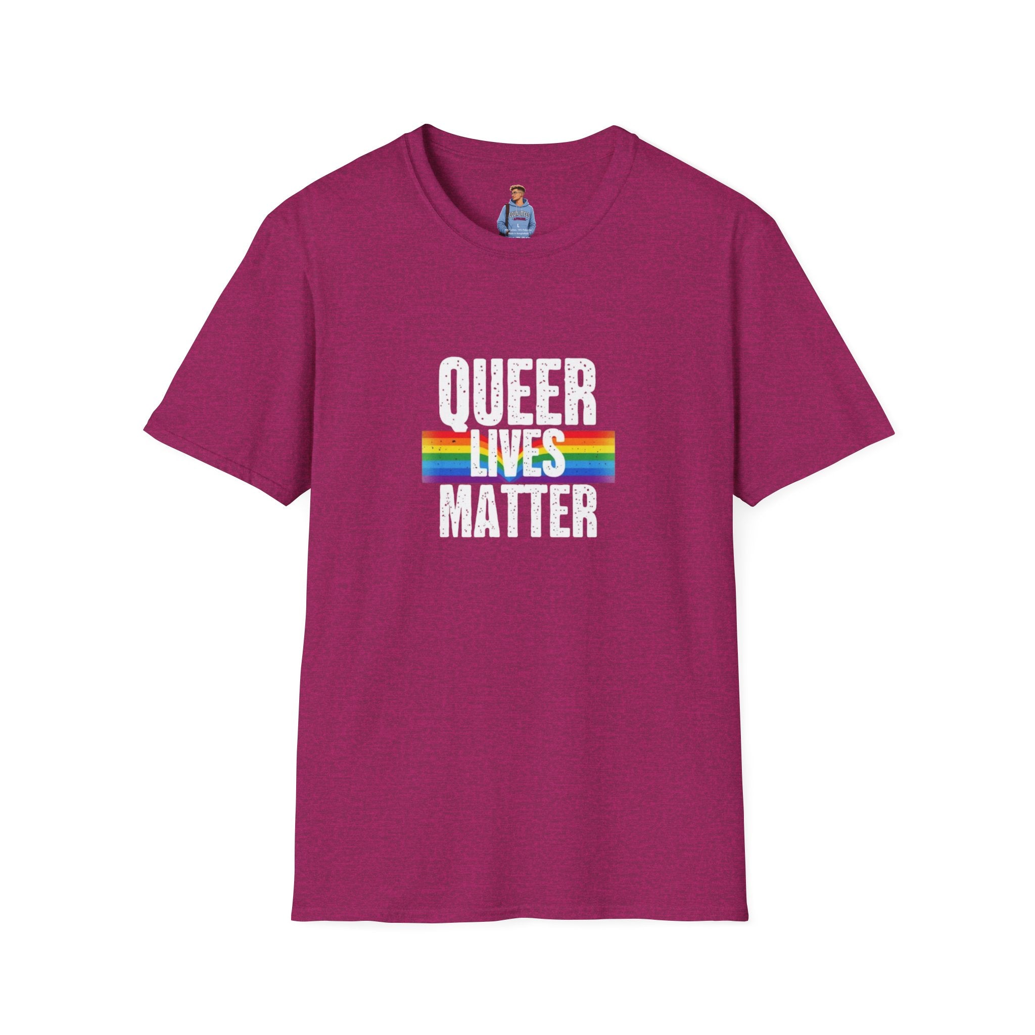 Queer Lives Matter Unisex Softstyle T-Shirt - Support LGBTQ+ Rights