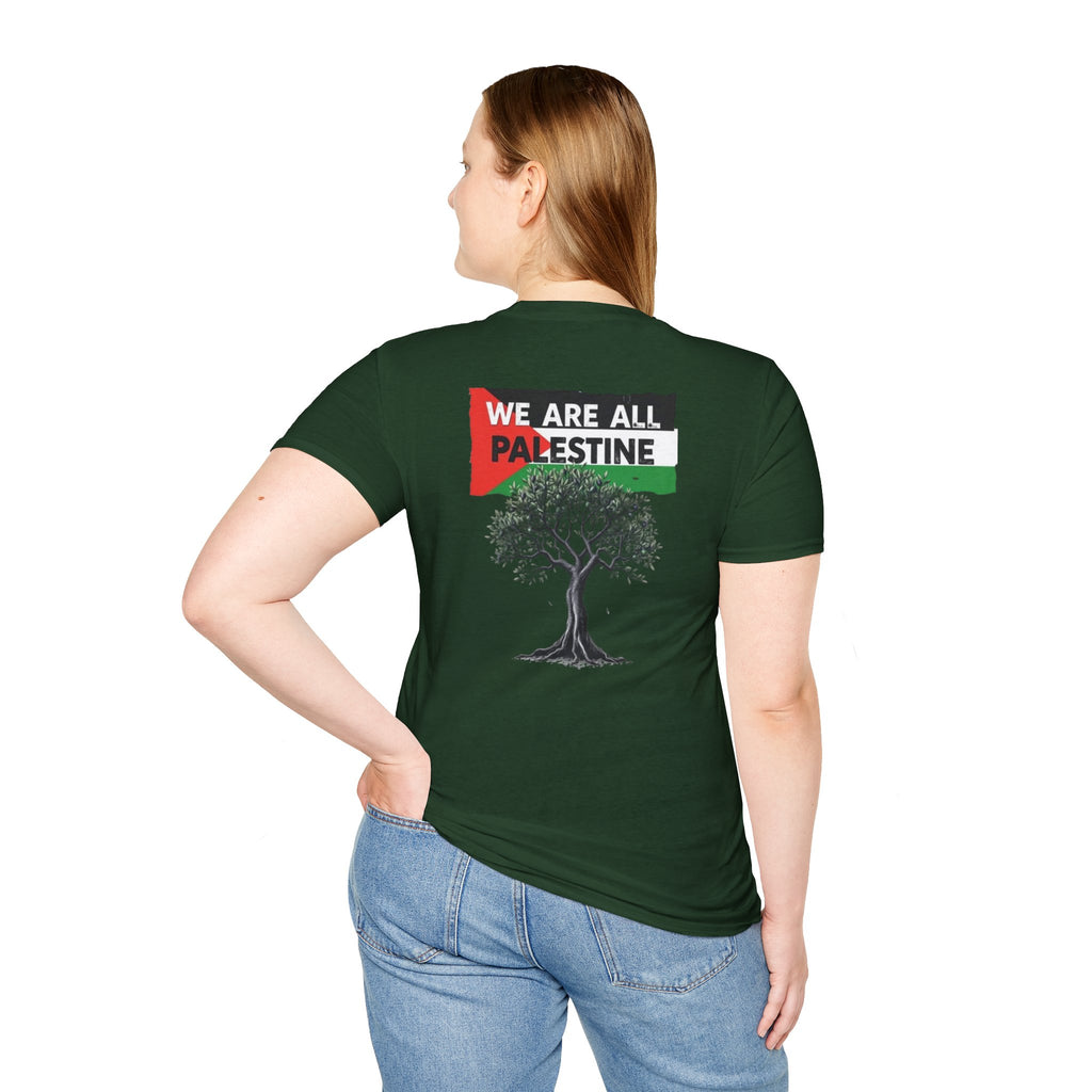 Camiseta unisex de estilo suave: "Apoya a Gaza y todos somos Palestina".