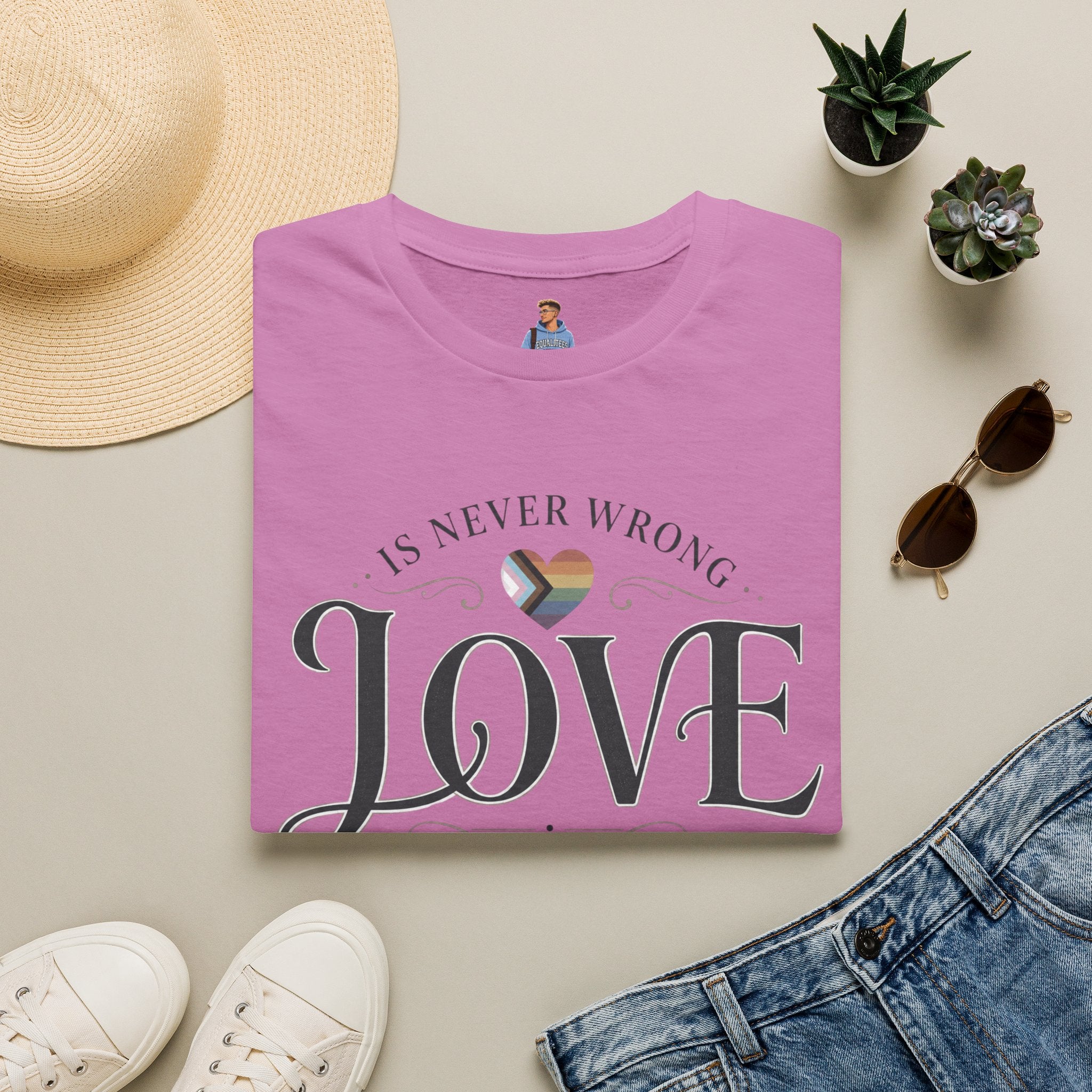 Love Is Never Wrong T-Shirt — LGBTQ+ Pride Heart Tee