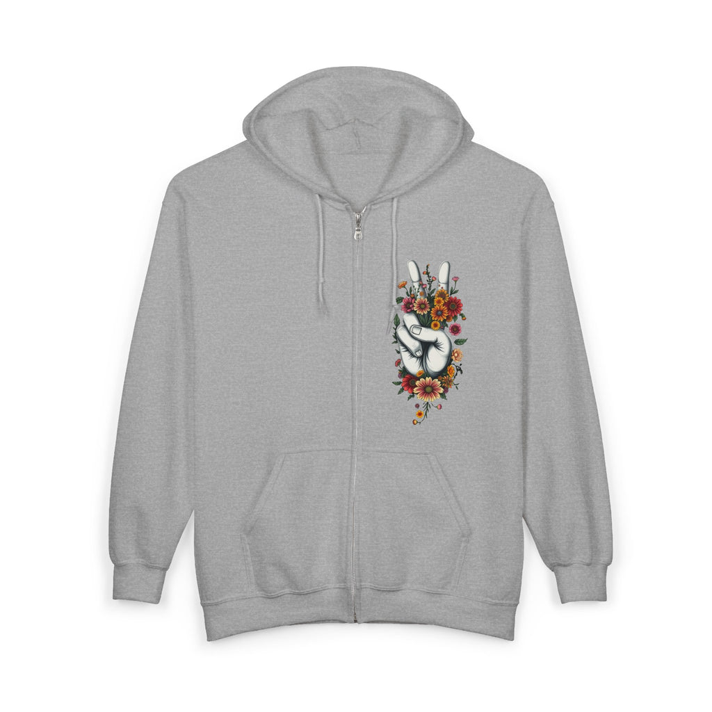 Grow Peace Zip-Up Hoodie - Cozy Outdoor Style