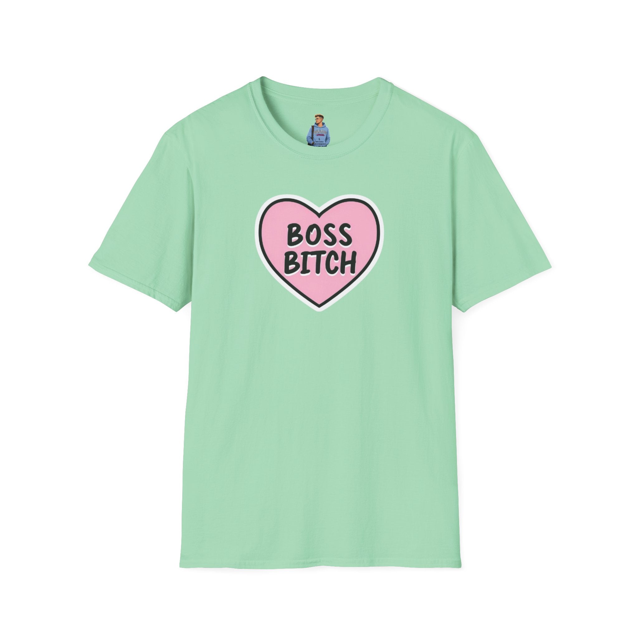 Camiseta unisex de estilo suave con diseño de corazón "Boss Bitch" - Camiseta divertida y llamativa