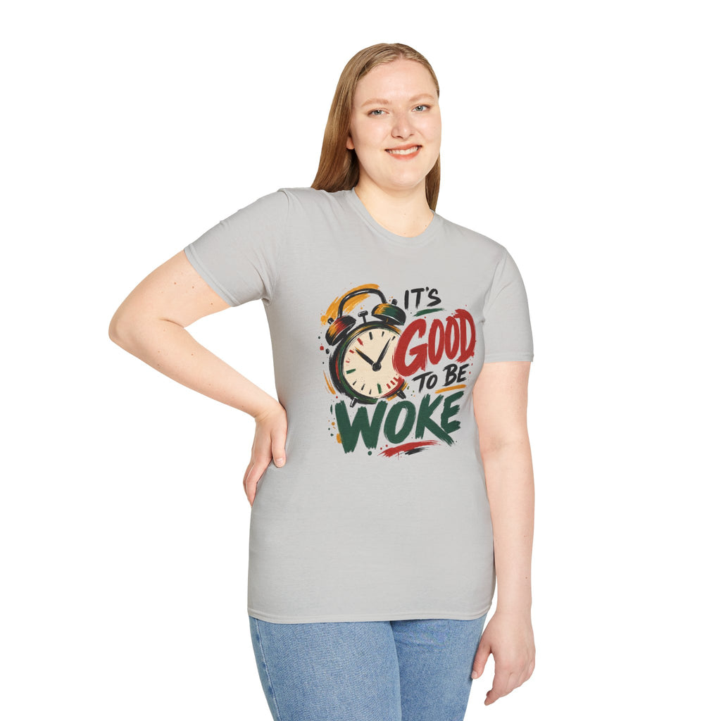 T-Shirt — "It's Good To Be Woke" Graphic Tee (Alarm Clock Design)