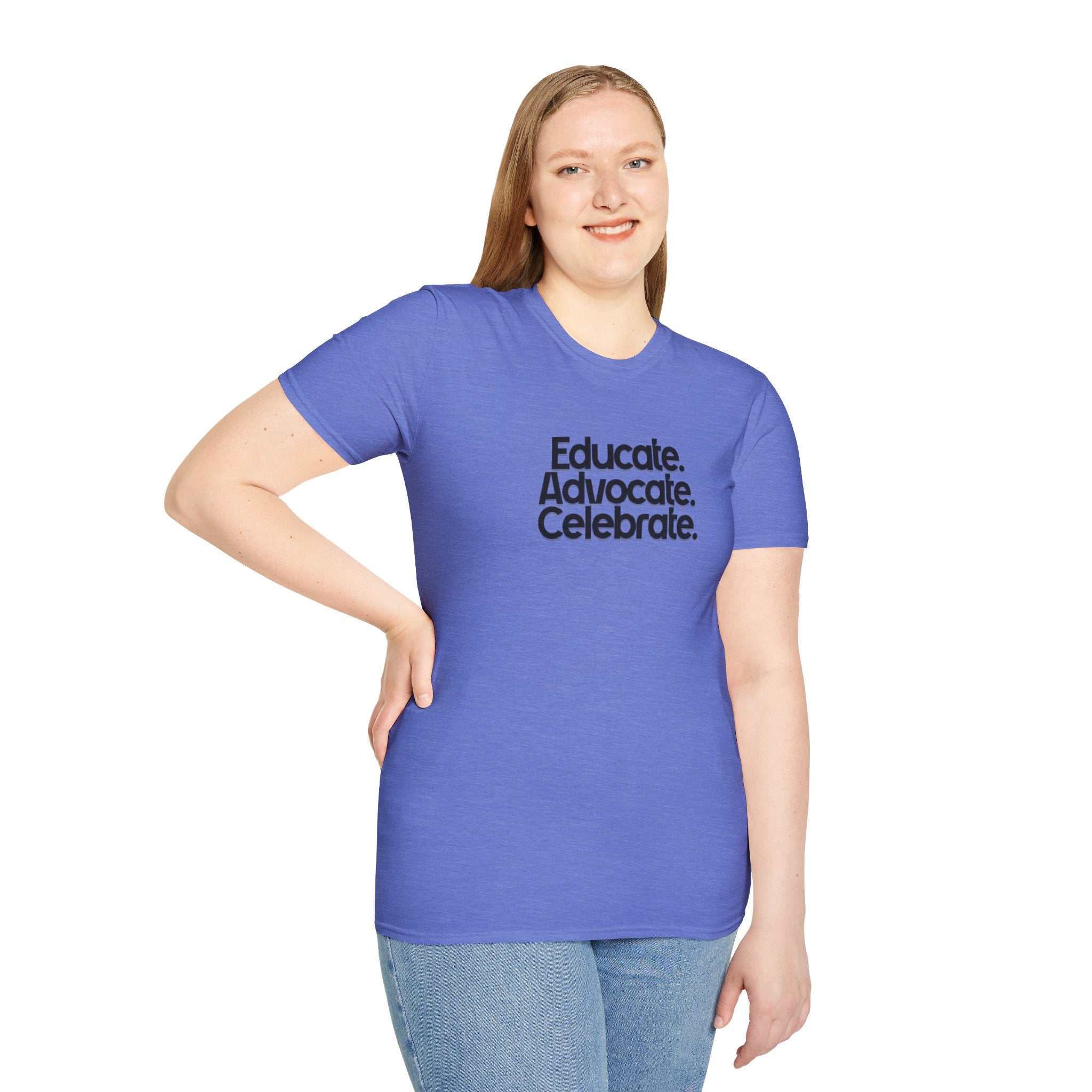 Teacher Advocate T-Shirt - Subtle Pride Educate Advocate Celebrate Design