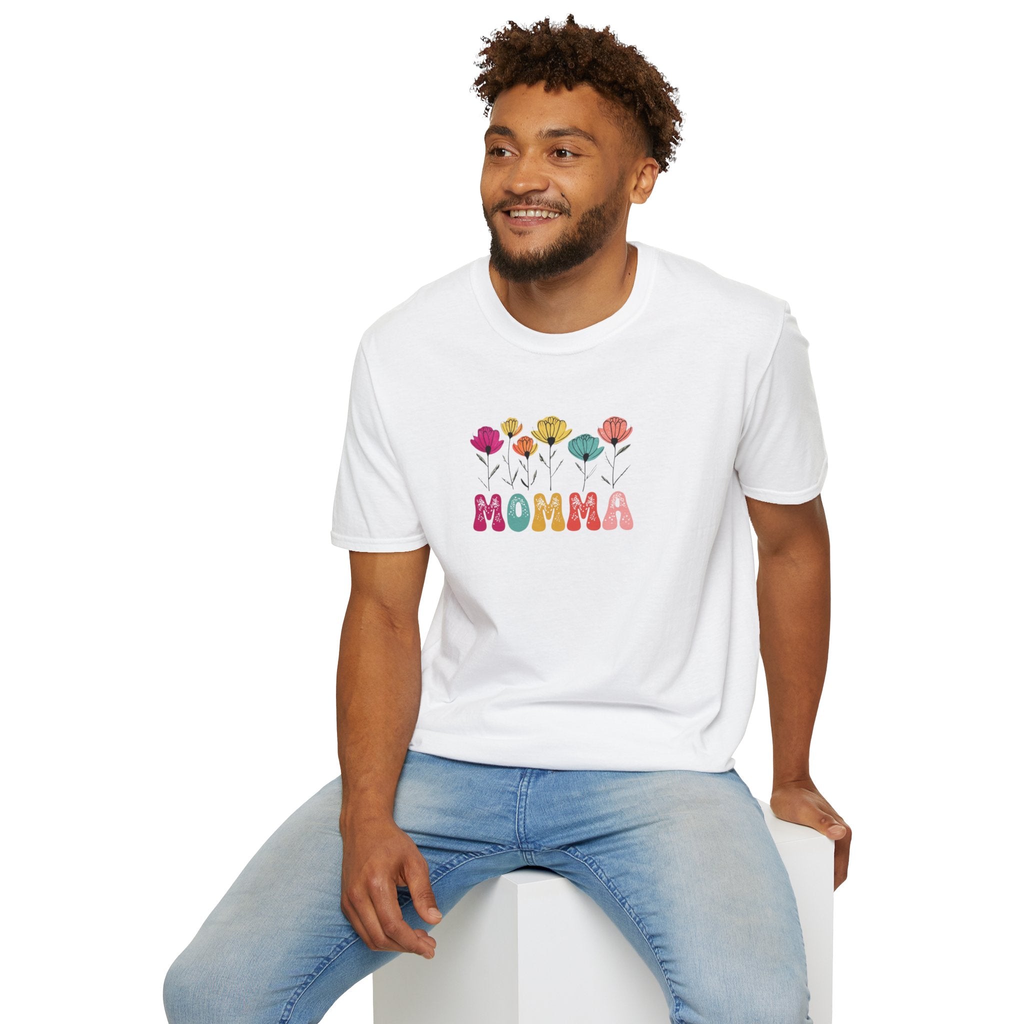 Camiseta unisex de estilo suave con estampado floral 'Momma': perfecta para el Día de la Madre y para usar todos los días