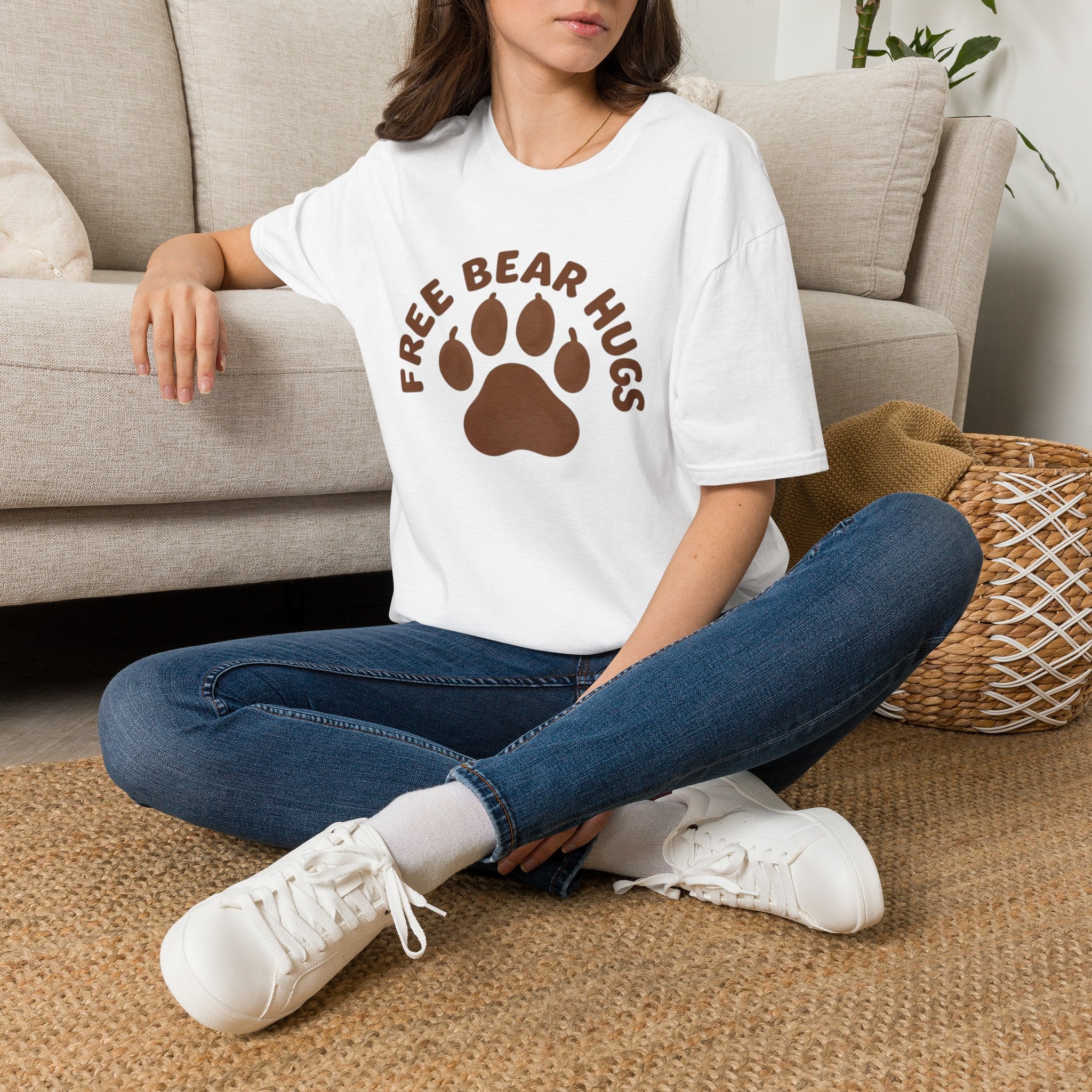 Free Bear Hugs T-Shirt — Cute Paw Print Wildlife Tee