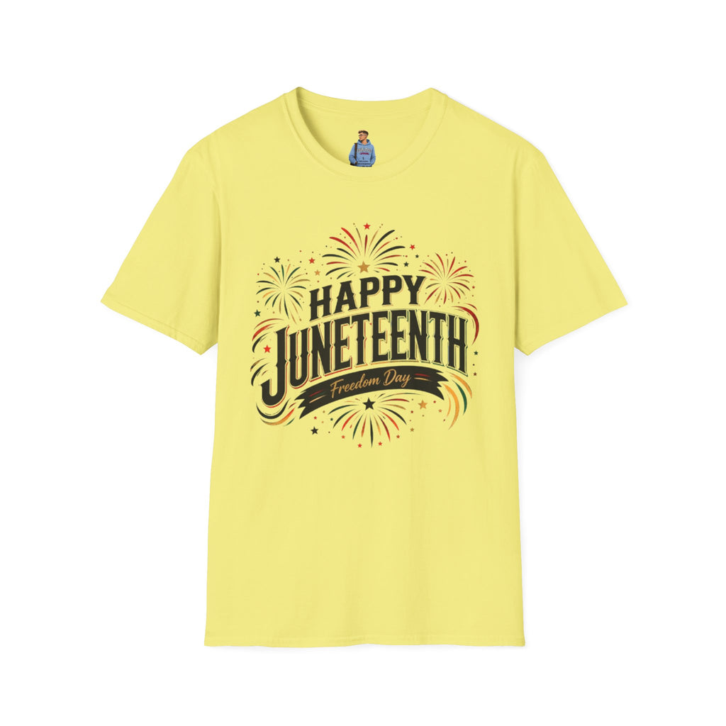 Juneteenth T-Shirt - "Happy Juneteenth" Fireworks Celebration Tee