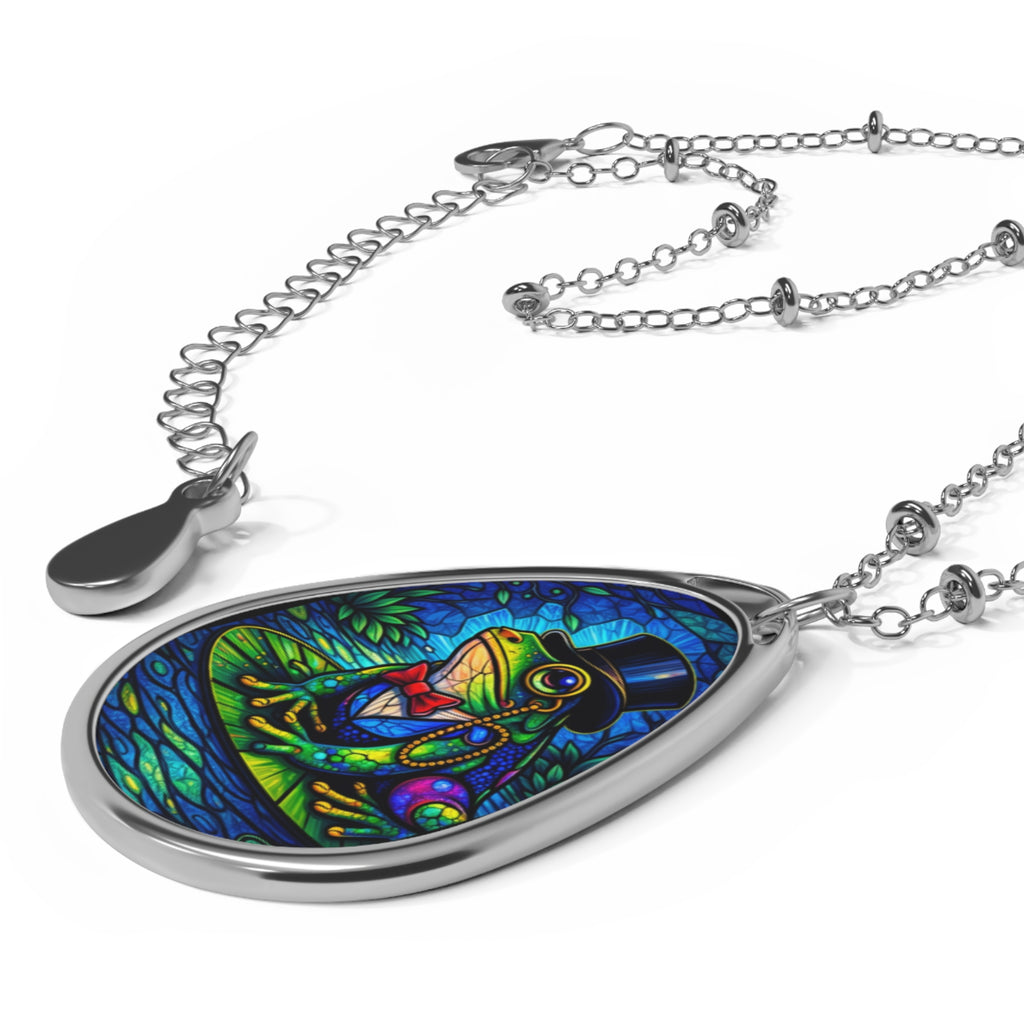 Dapper Frog Teardrop Pendant Necklace