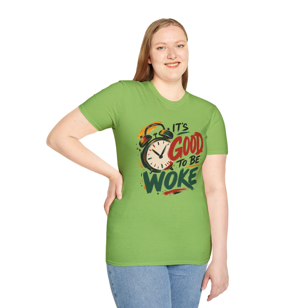 T-Shirt — "It's Good To Be Woke" Graphic Tee (Alarm Clock Design)