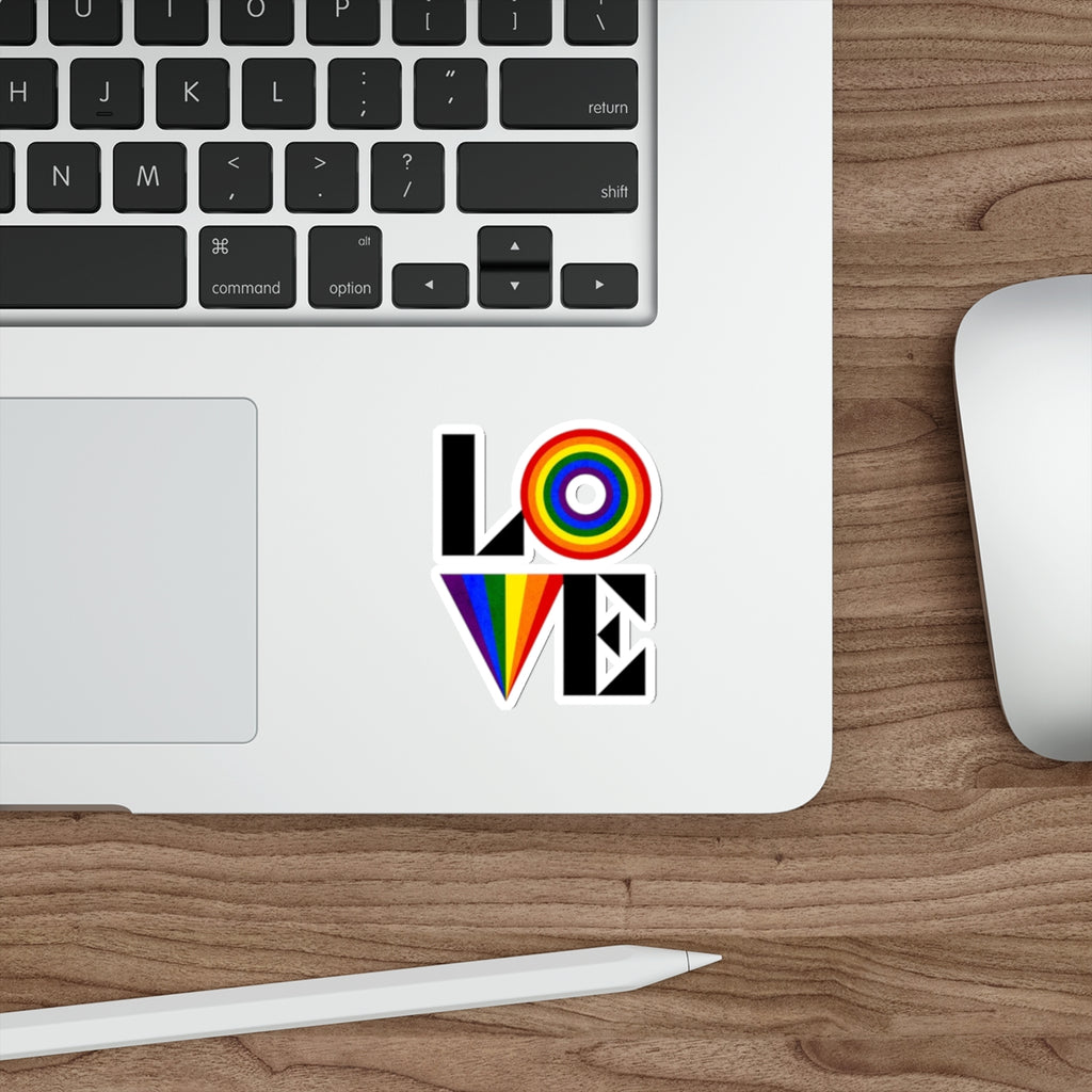 Die-Cut Stickers - Rainbow LOVE - EqualiTees.Me