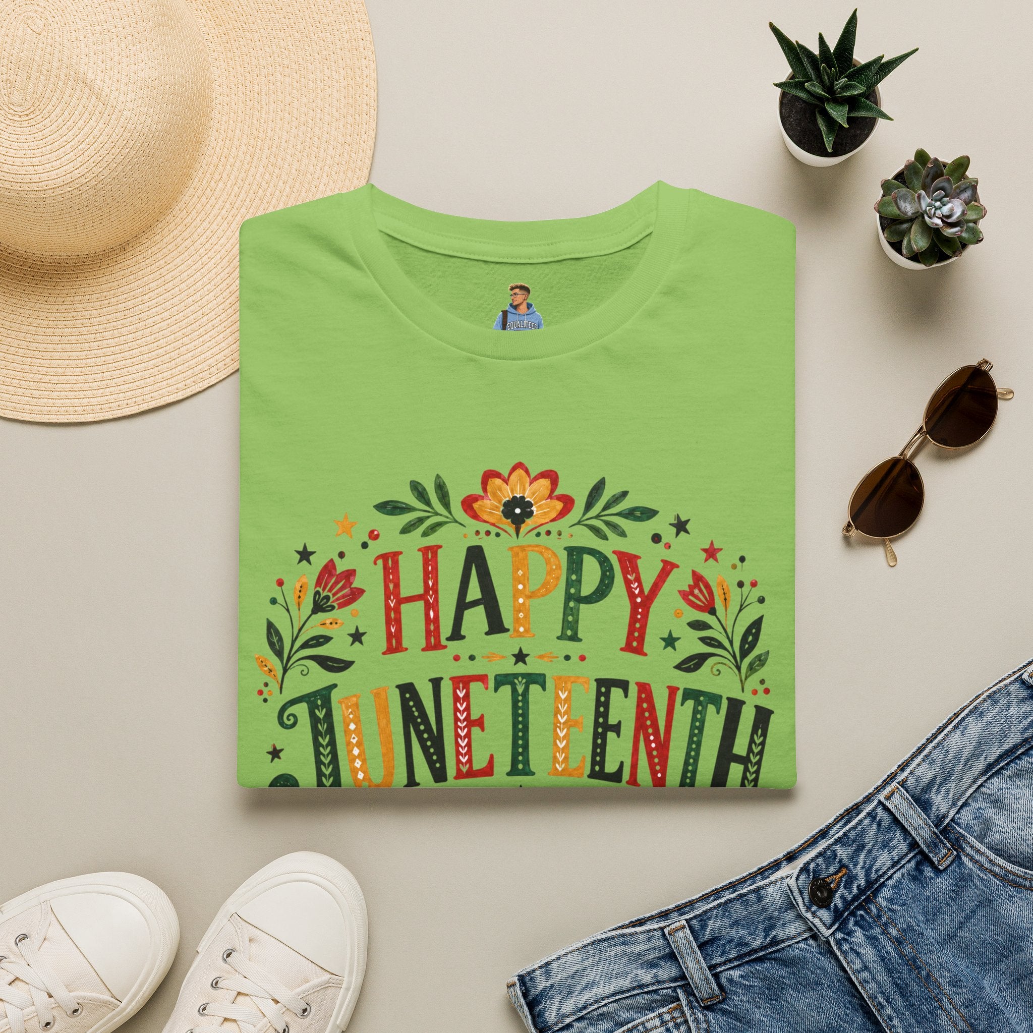 Juneteenth T-Shirt — "Happy Juneteenth" Floral Celebration Tee