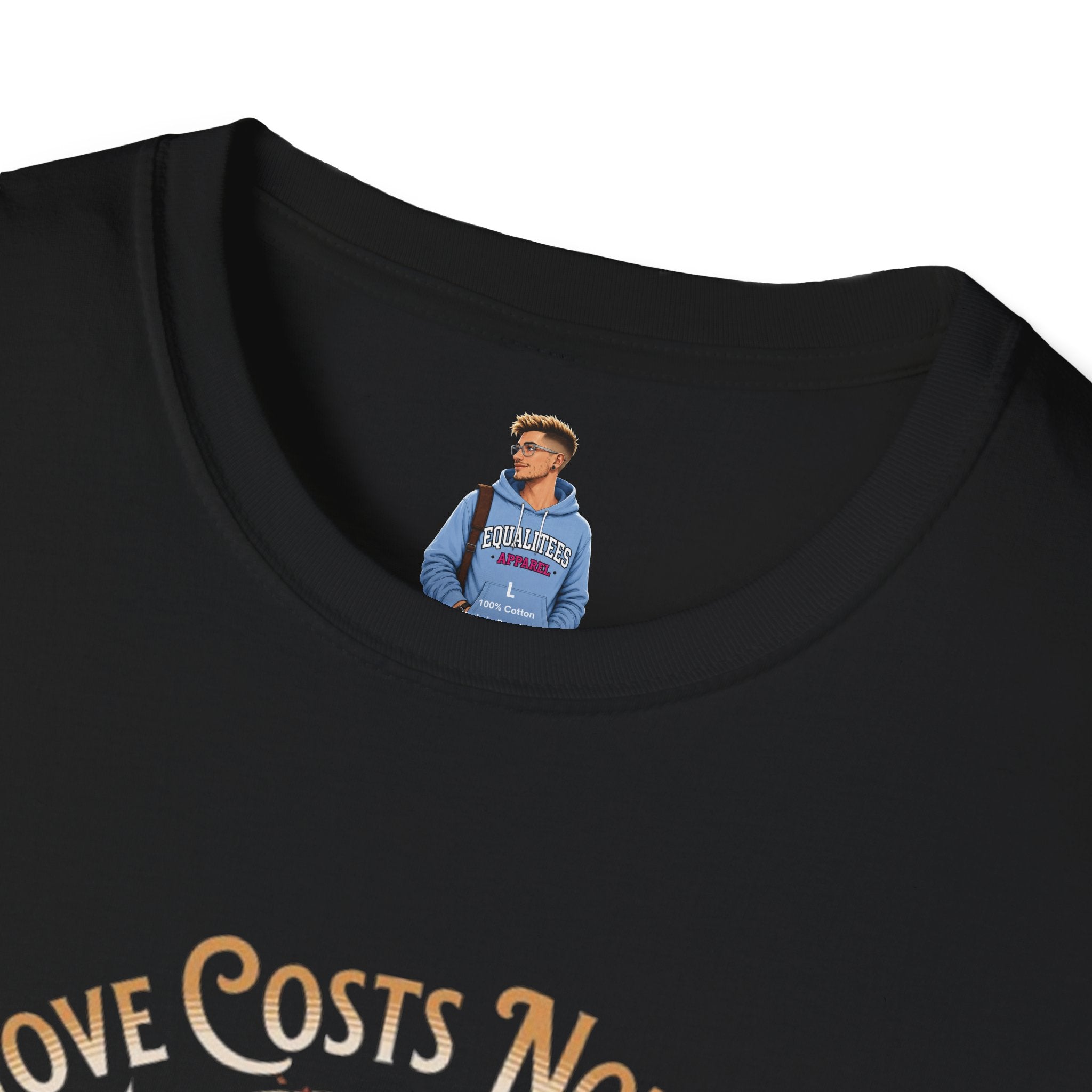 Unisex Softstyle T-Shirt - Love Costs Nothing, Give It Away Floral Peace Design