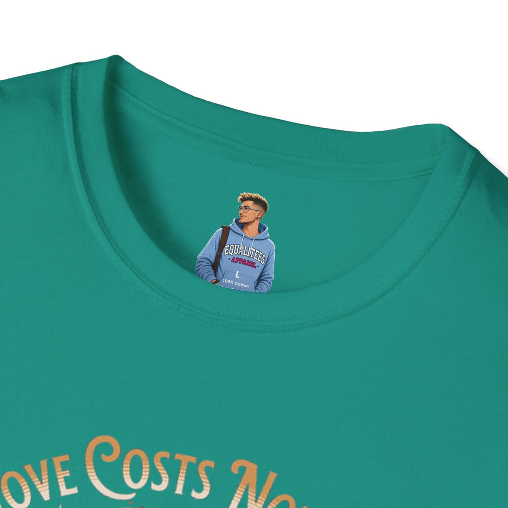 Unisex Softstyle T-Shirt - Love Costs Nothing, Give It Away Floral Peace Design