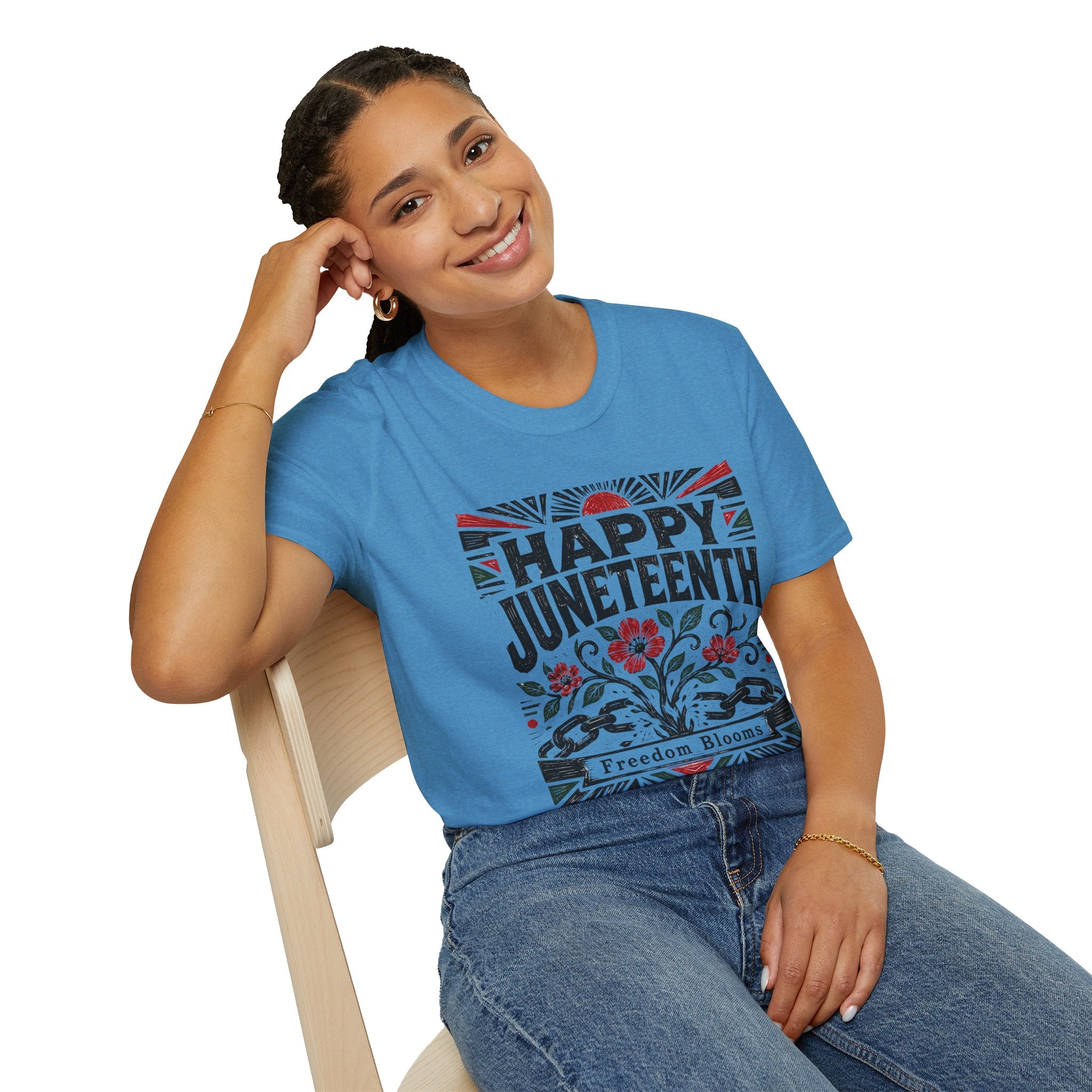 Juneteenth T-Shirt — "Happy Juneteenth" Floral Freedom Tee