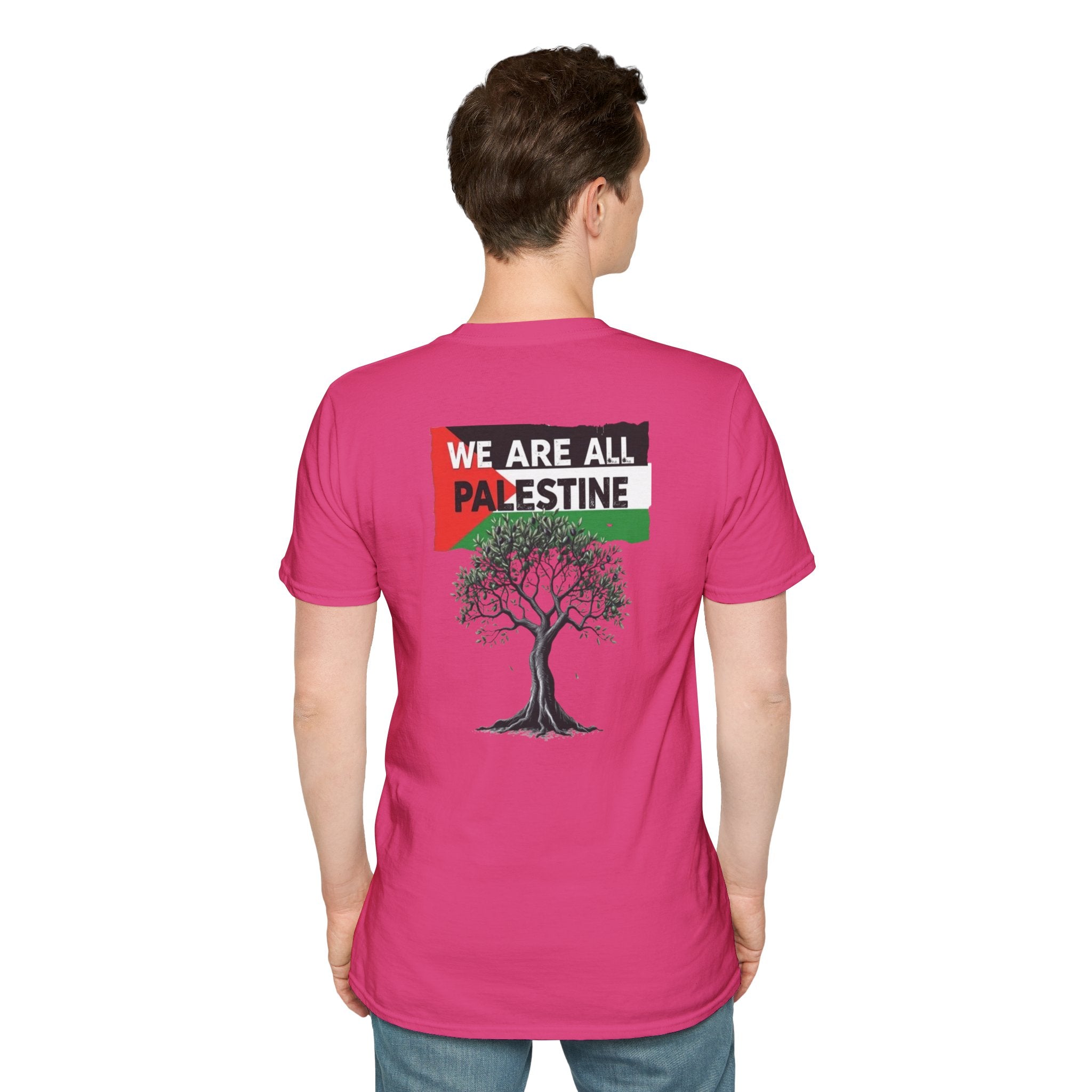 Camiseta unisex de estilo suave: "Apoya a Gaza y todos somos Palestina".