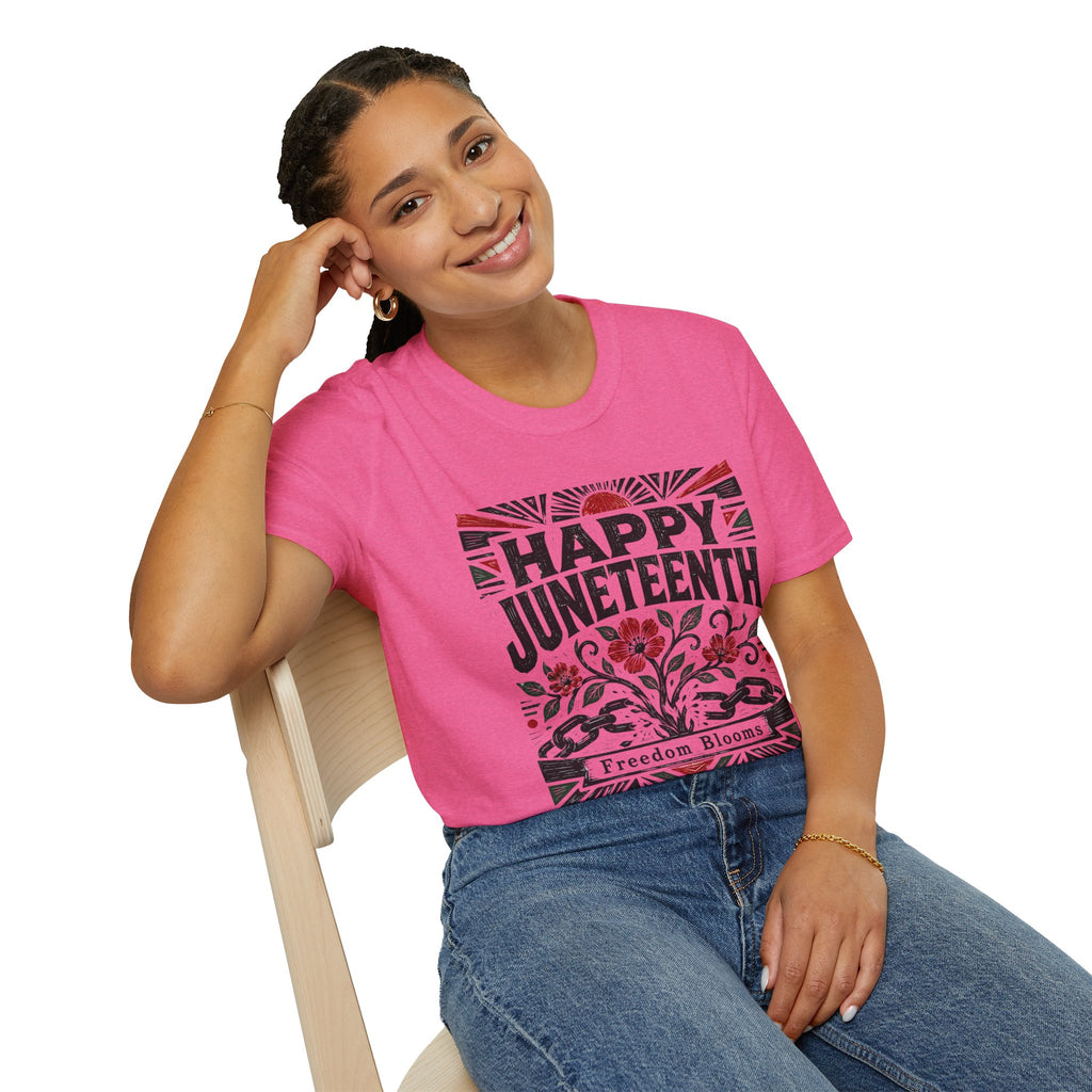 Juneteenth T-Shirt — "Happy Juneteenth" Floral Freedom Tee