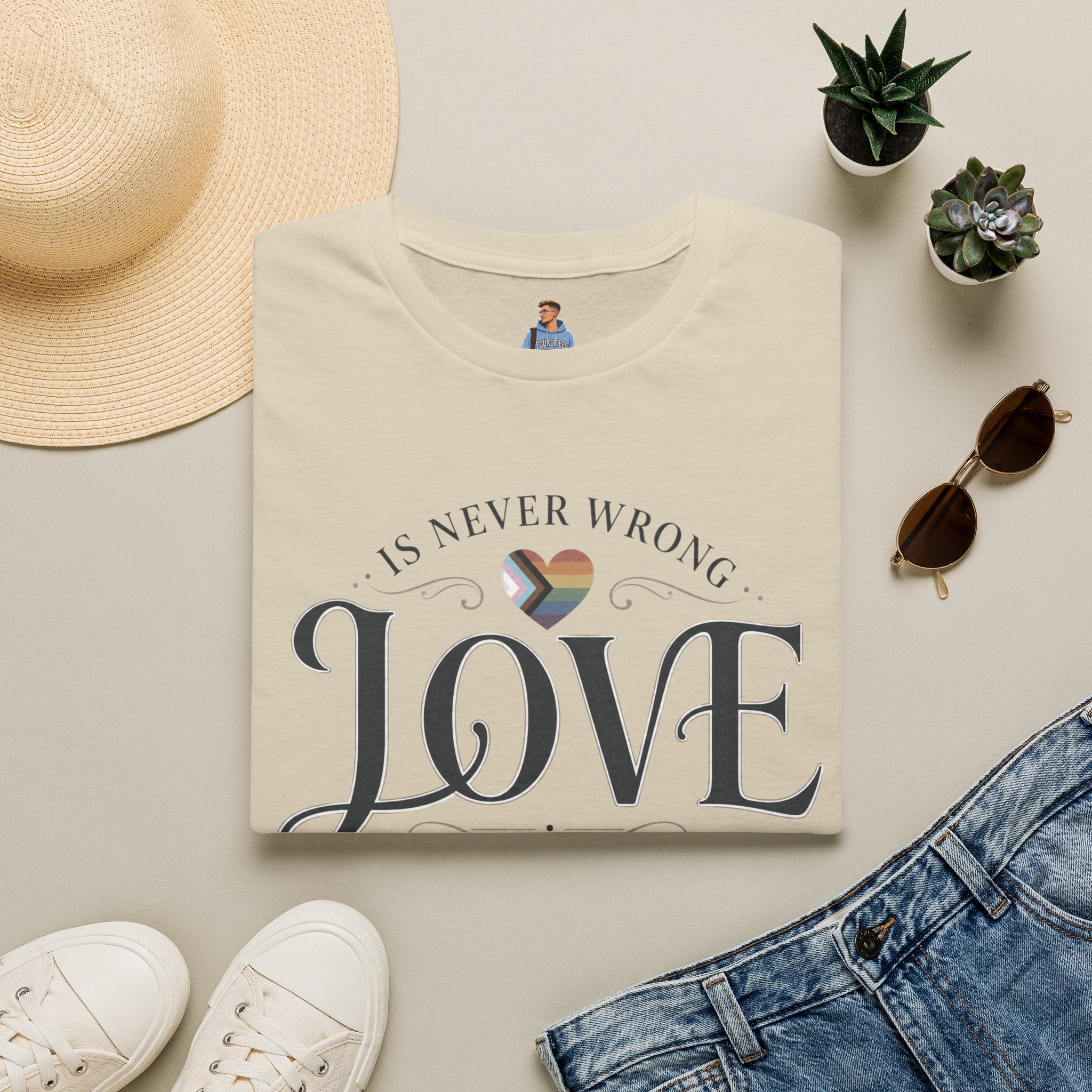 Love Is Never Wrong T-Shirt — LGBTQ+ Pride Heart Tee