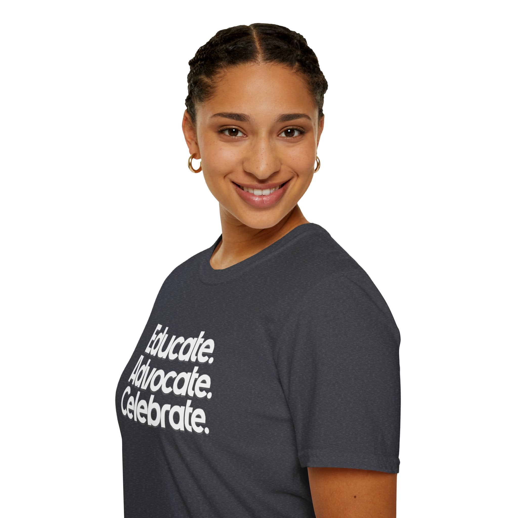 Educate. Advocate. Celebrate. Minimalist Pride T-Shirt