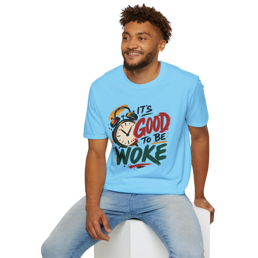 T-Shirt — "It's Good To Be Woke" Graphic Tee (Alarm Clock Design)