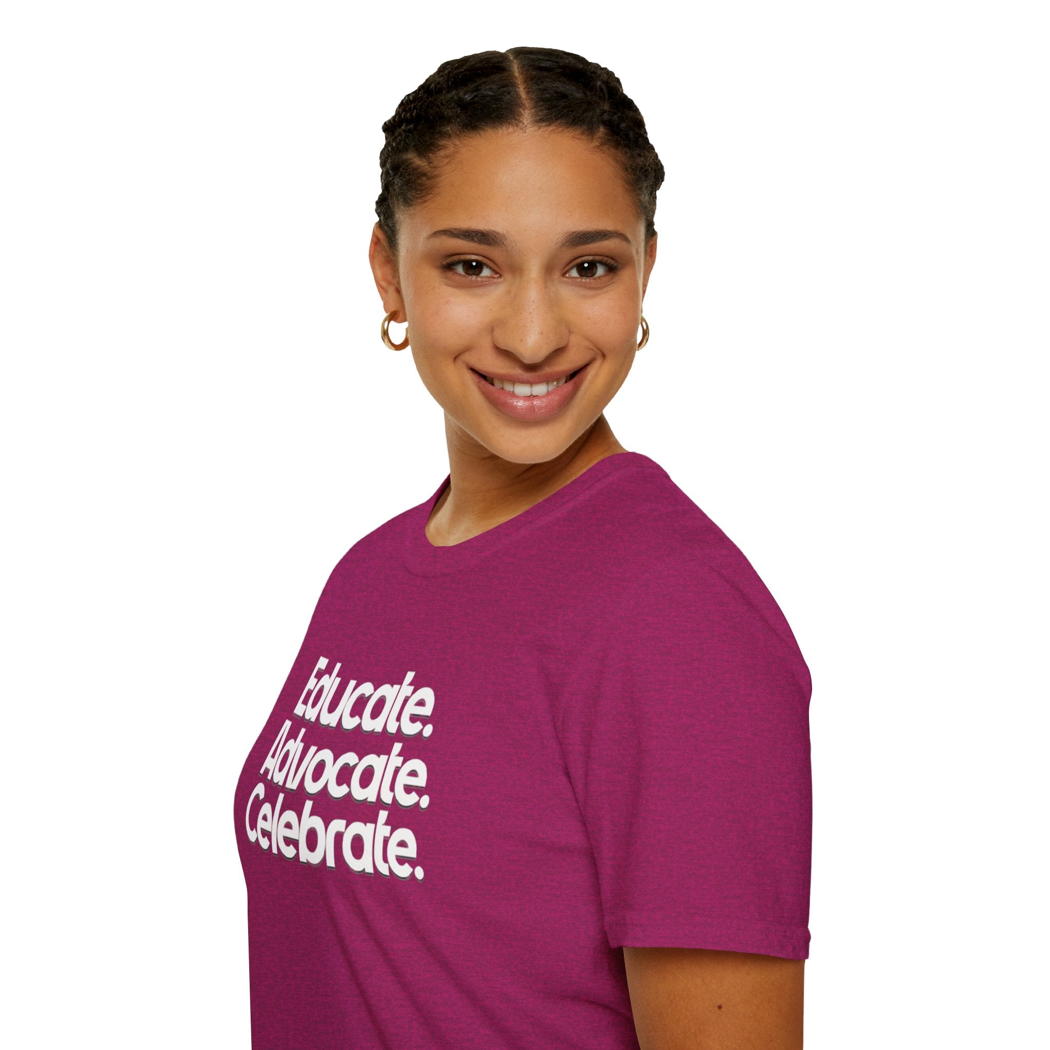 Educate. Advocate. Celebrate. Minimalist Pride T-Shirt