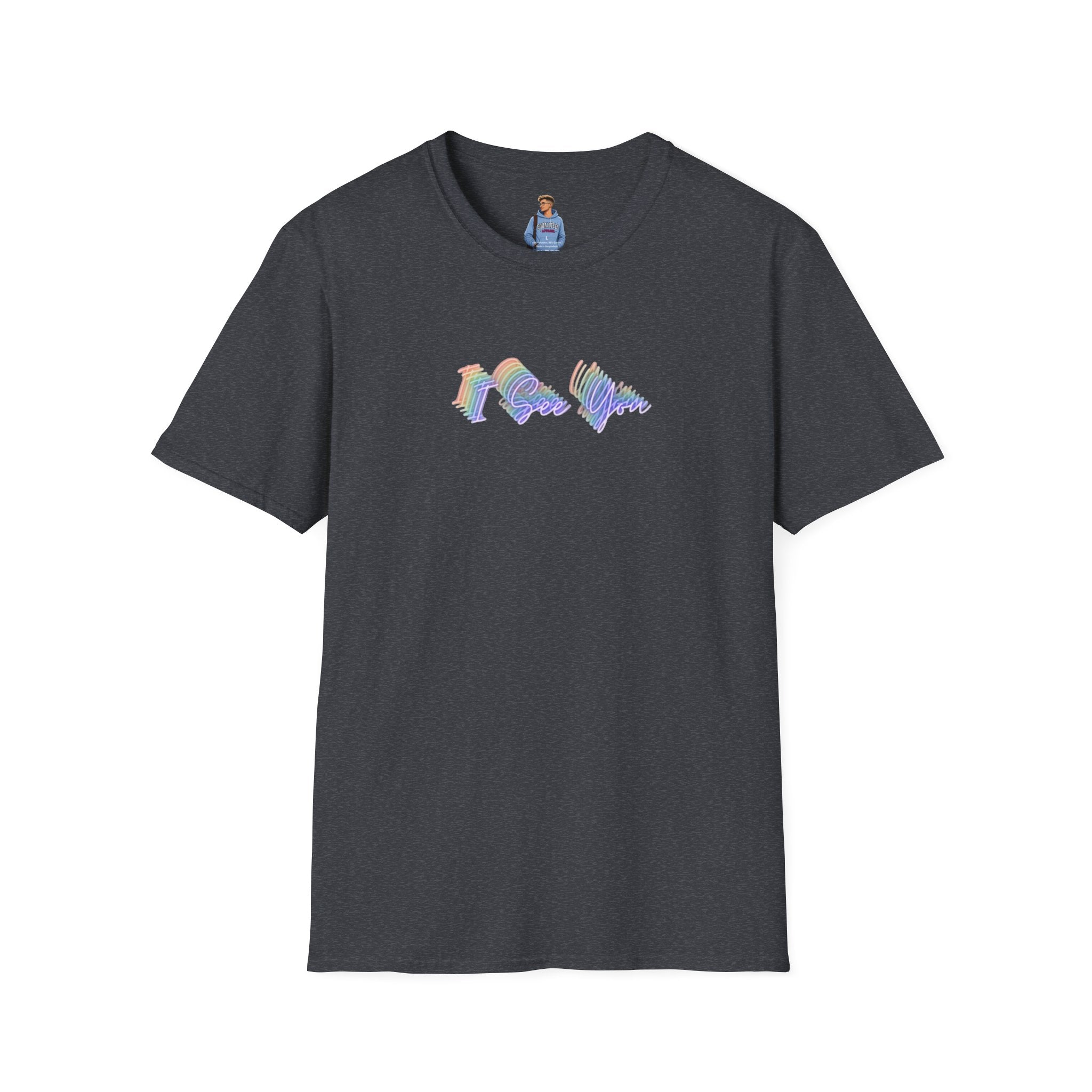 Camiseta unisex "Te veo" de estilo suave: diseño de ondas coloridas para la visibilidad LGBTQ+