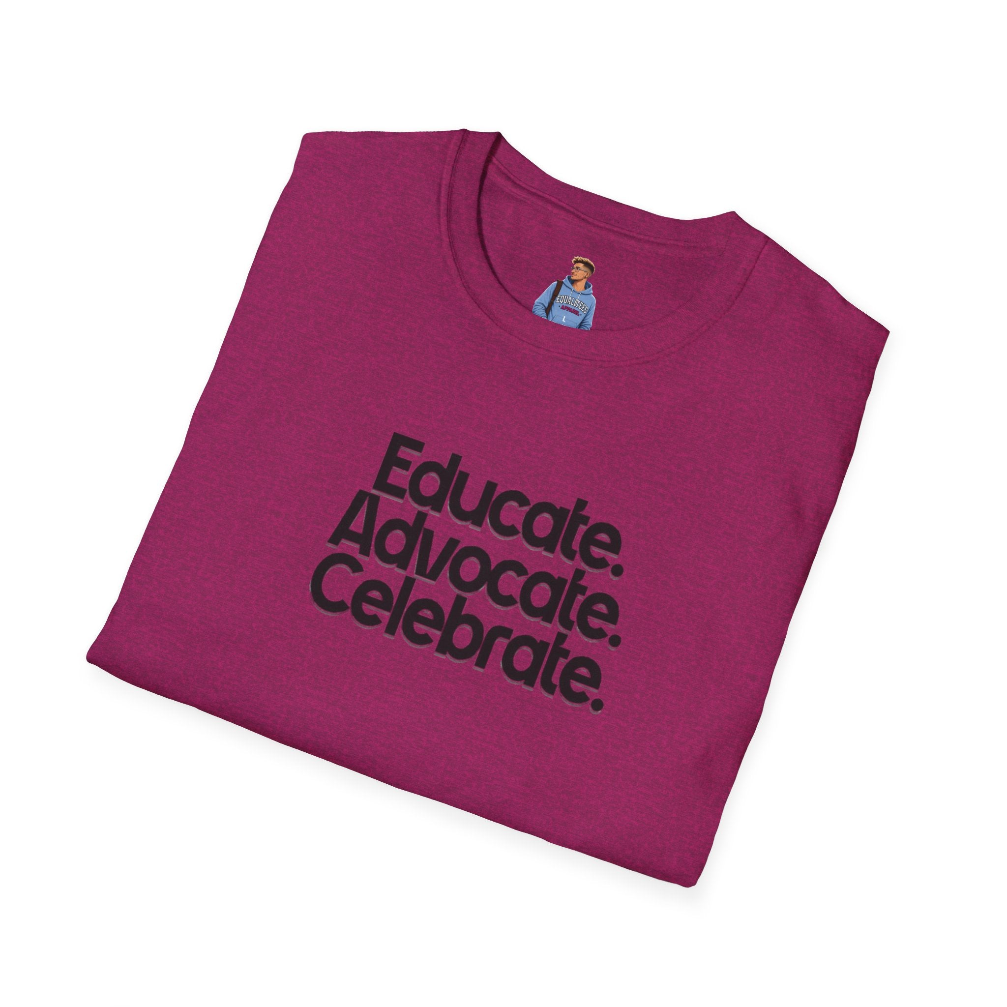 Teacher Advocate T-Shirt - Subtle Pride Educate Advocate Celebrate Design