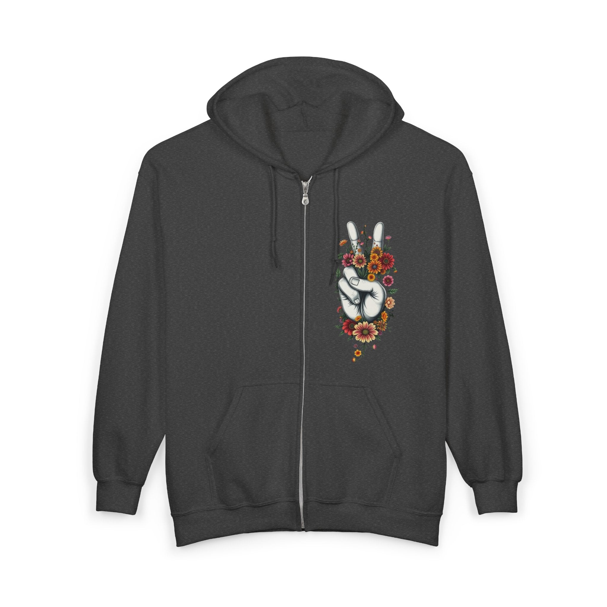 Grow Peace Zip-Up Hoodie - Cozy Outdoor Style
