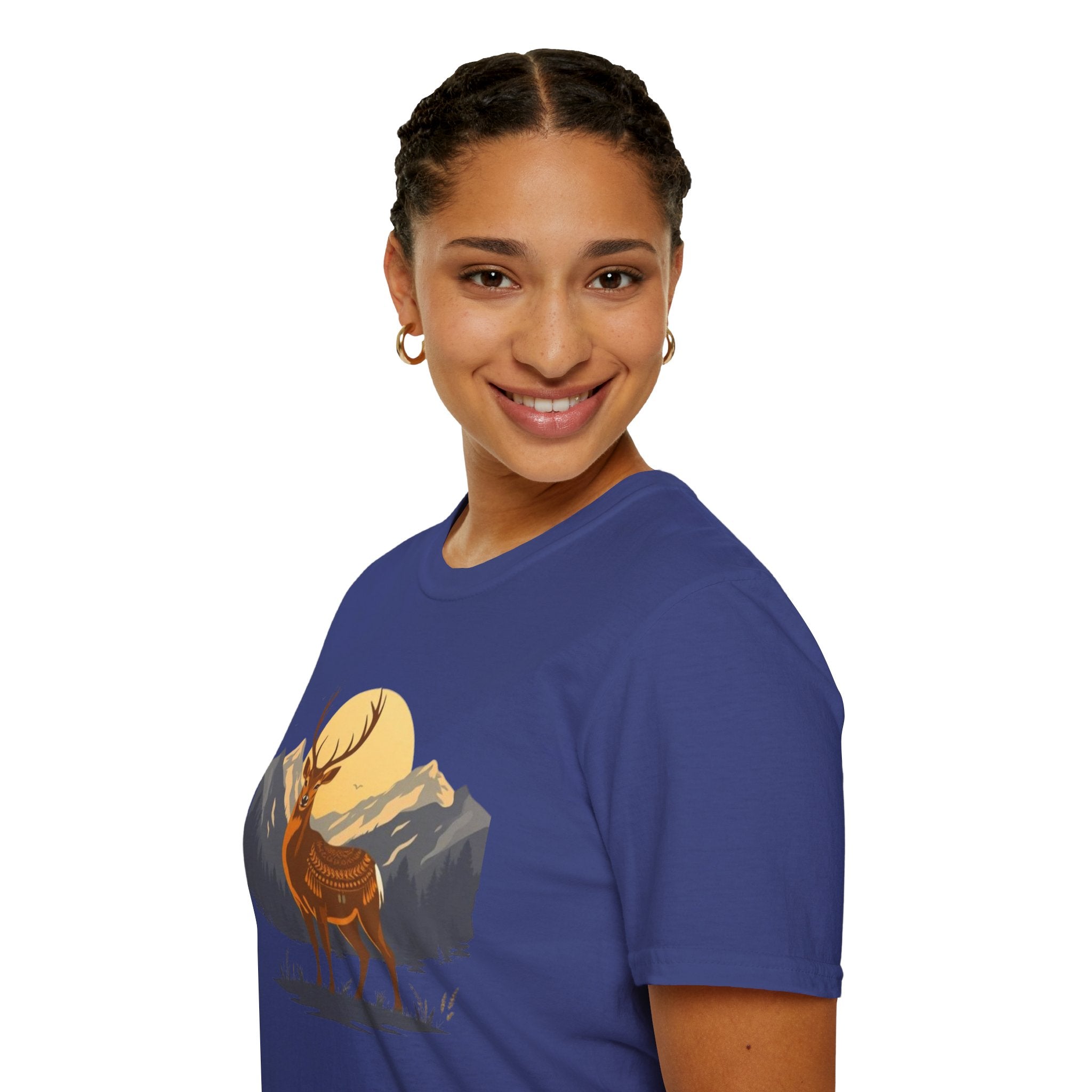 Mountain Sunset Deer Unisex Softstyle T-Shirt