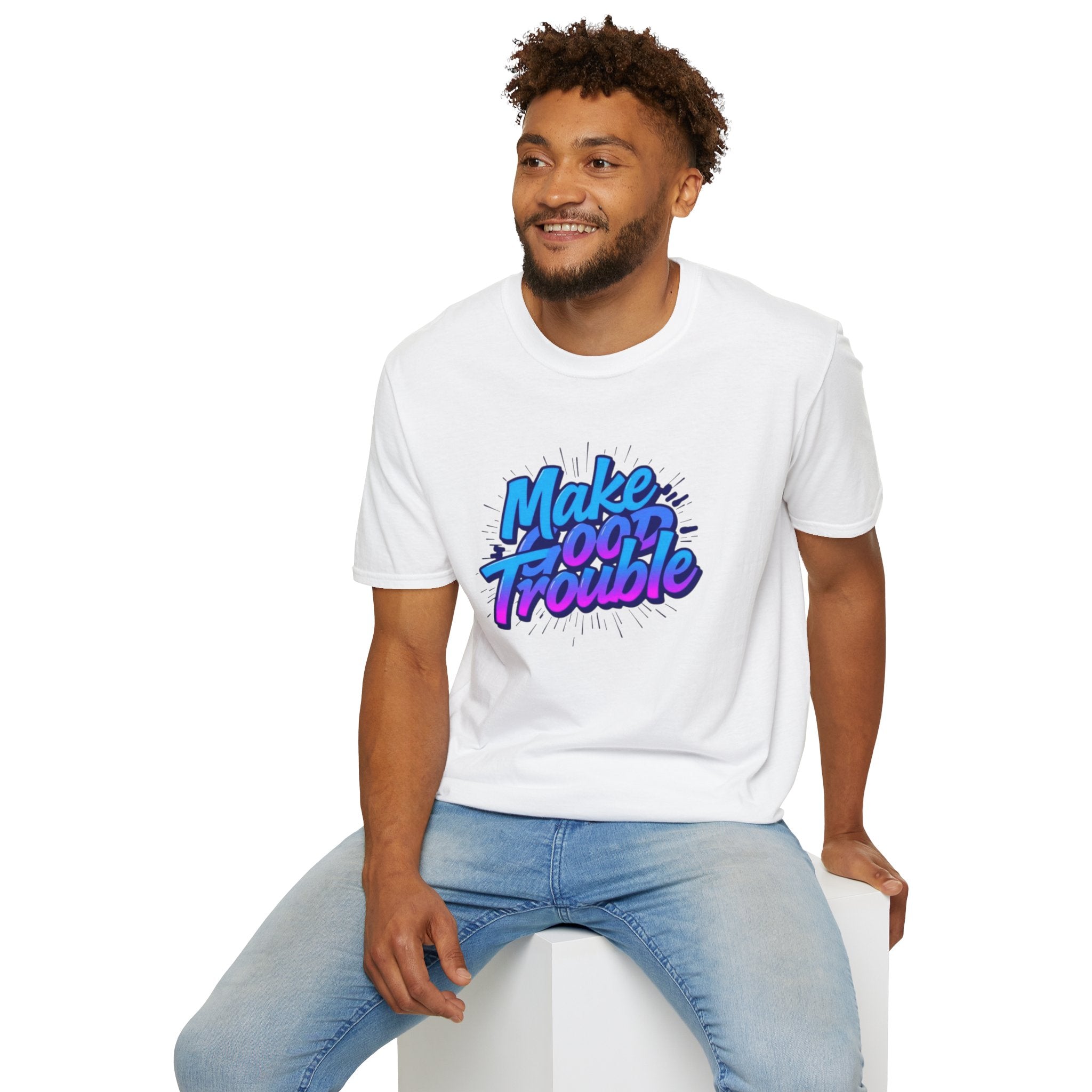Make Good Trouble Blue Graphic Unisex T-Shirt - Fun & Bold Design for Everyday Wear