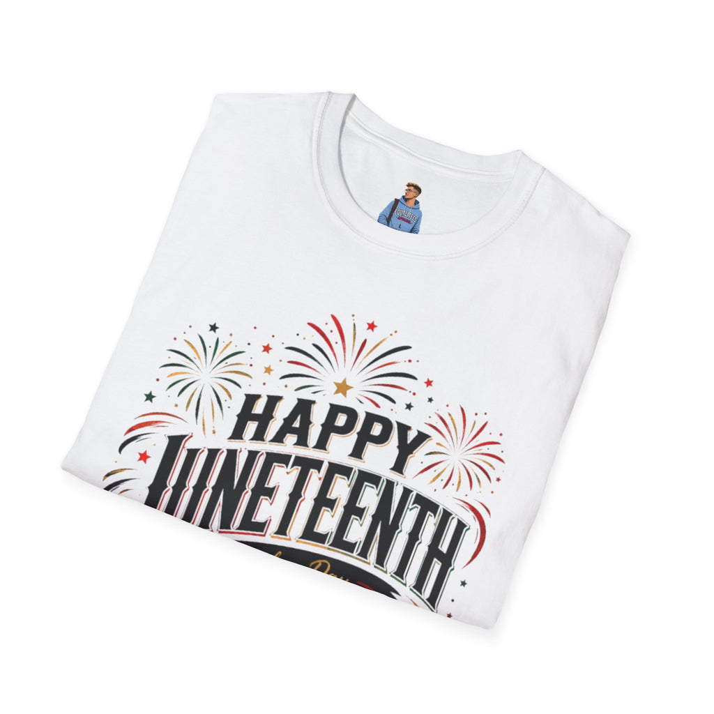 Juneteenth T-Shirt - "Happy Juneteenth" Fireworks Celebration Tee