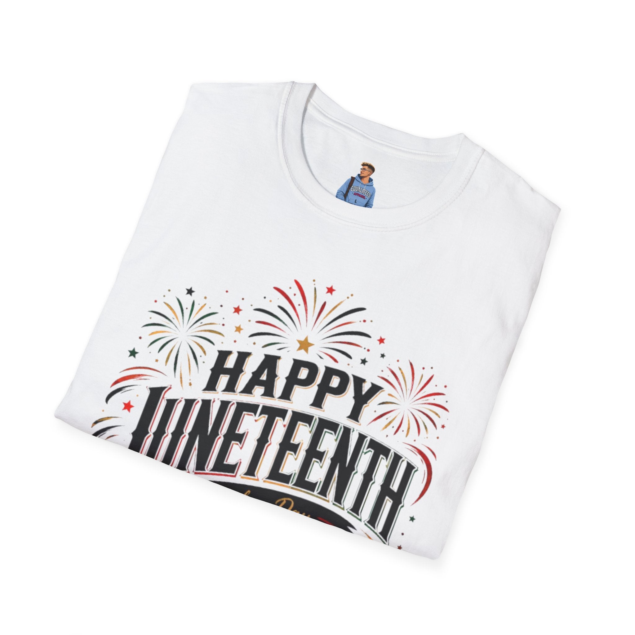 Juneteenth T-Shirt - "Happy Juneteenth" Fireworks Celebration Tee