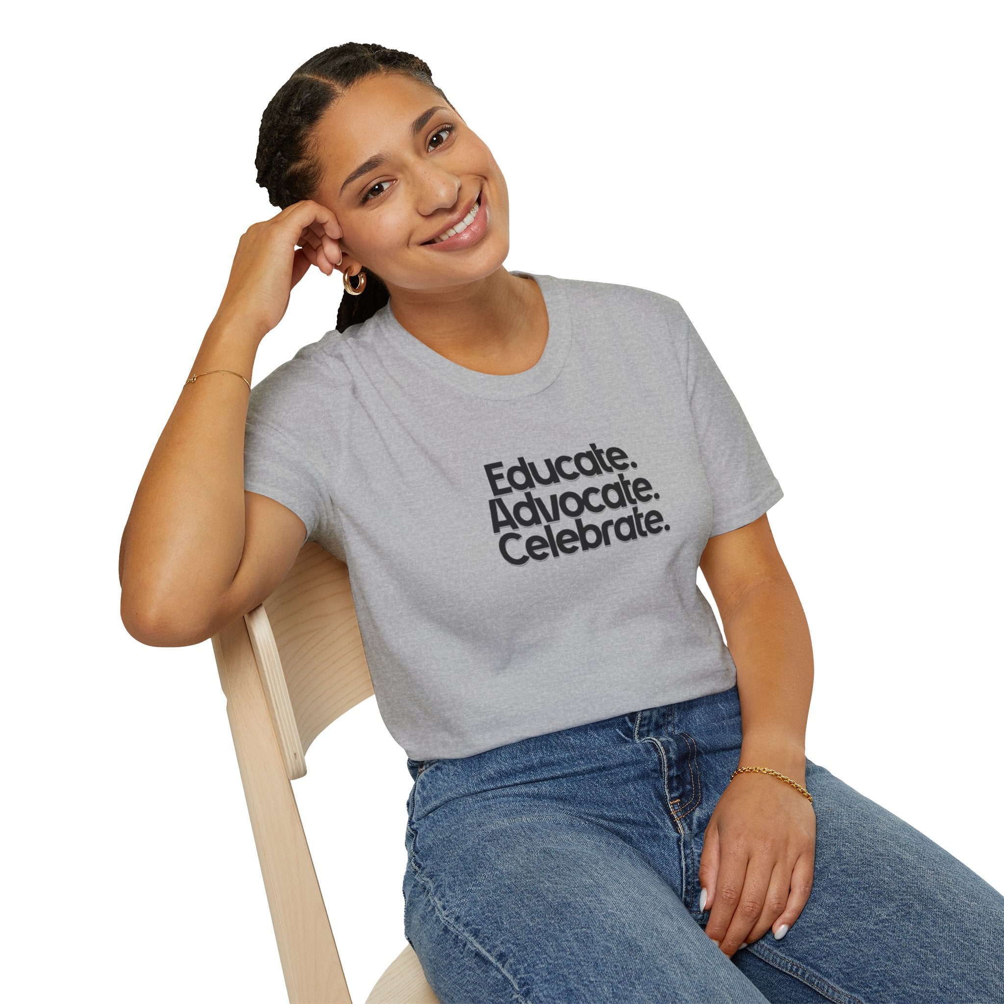 Teacher Advocate T-Shirt - Subtle Pride Educate Advocate Celebrate Design