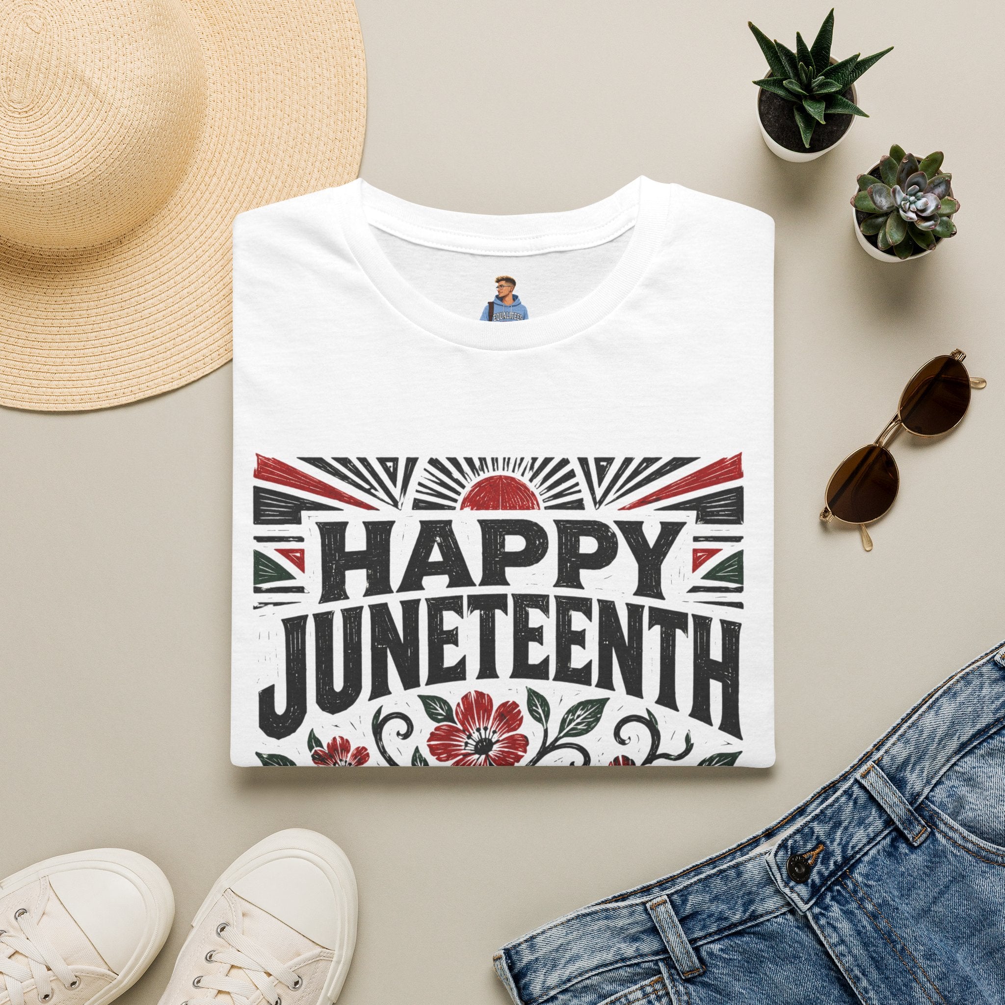 Juneteenth T-Shirt — "Happy Juneteenth" Floral Freedom Tee