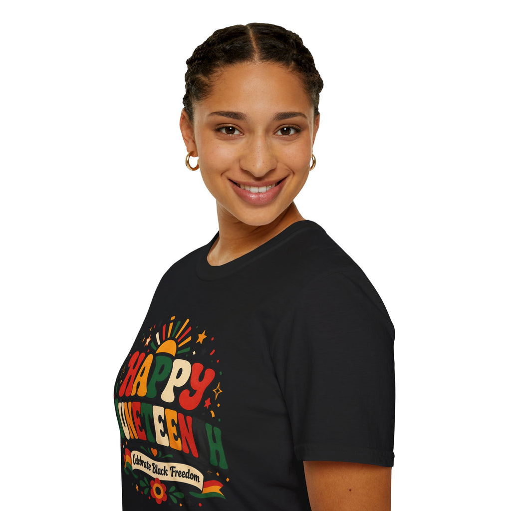Juneteenth T-Shirt - "Happy Juneteenth" Retro Celebration Tee