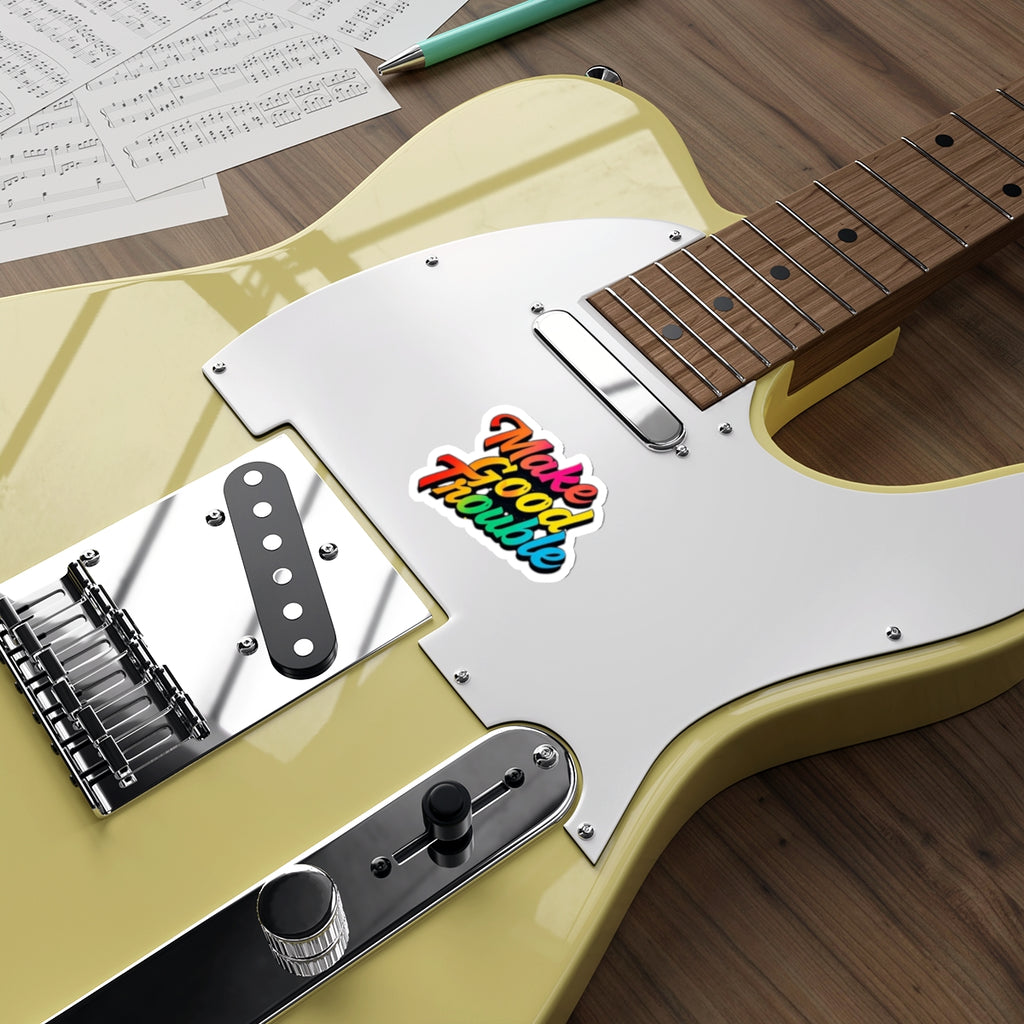 Die-Cut Stickers - Make Good Trouble - Rainbow Text - EqualiTees.Me