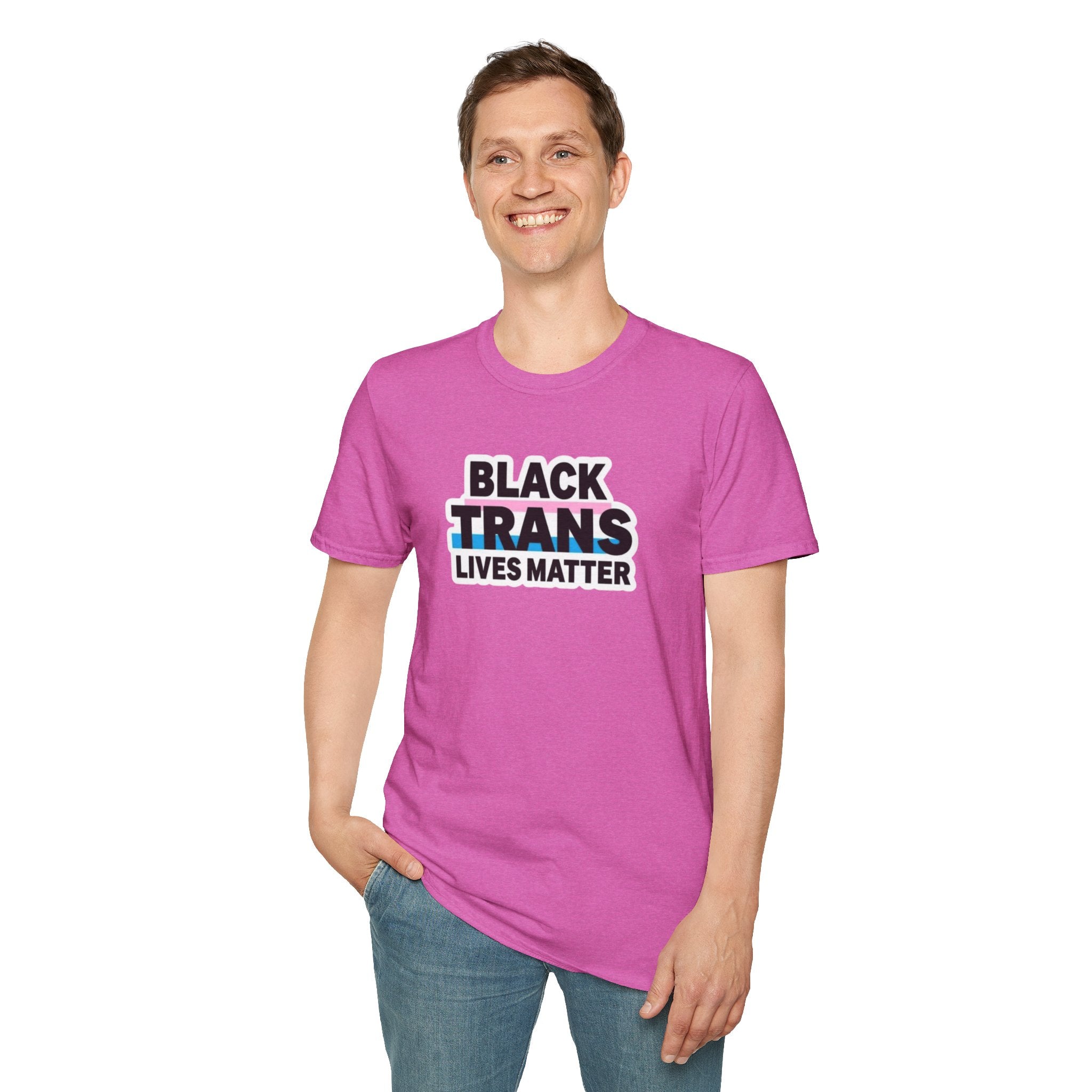 Unisex Softstyle T-Shirt - Black Trans Lives Matter Statement Tee