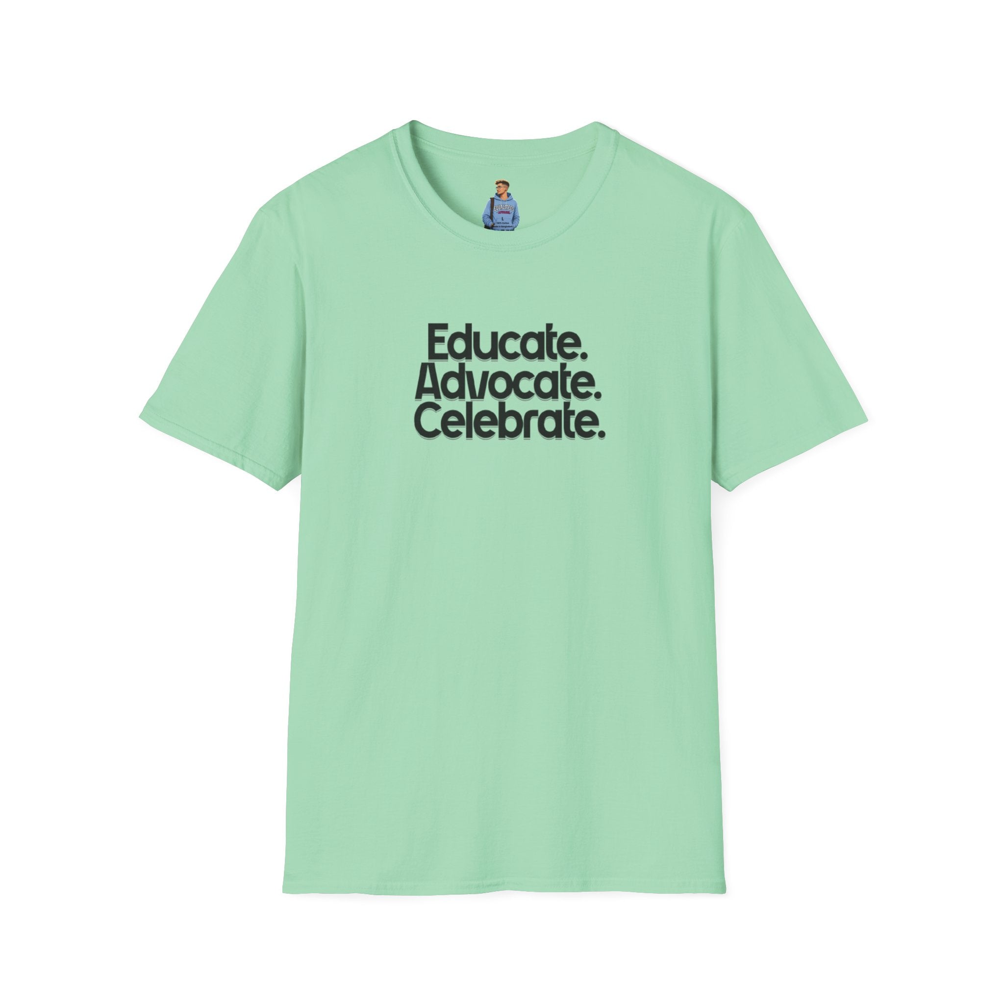 Teacher Advocate T-Shirt - Subtle Pride Educate Advocate Celebrate Design