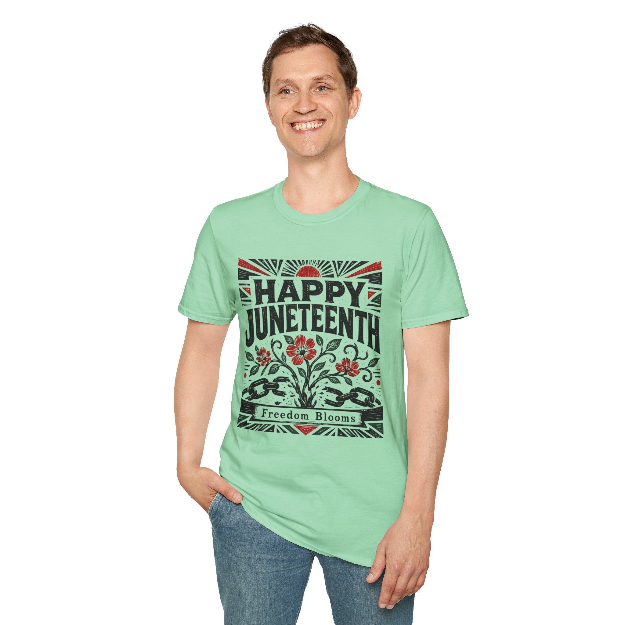 Juneteenth T-Shirt — "Happy Juneteenth" Floral Freedom Tee